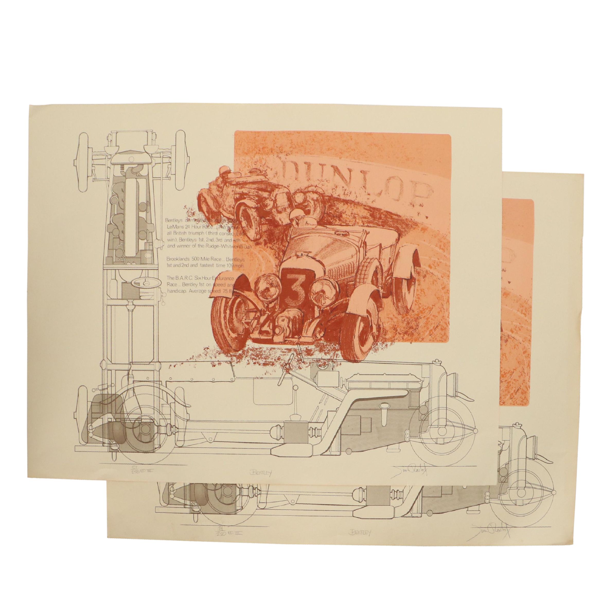 Jim Roslof Serigraphs "Bentley," Late 20th Century