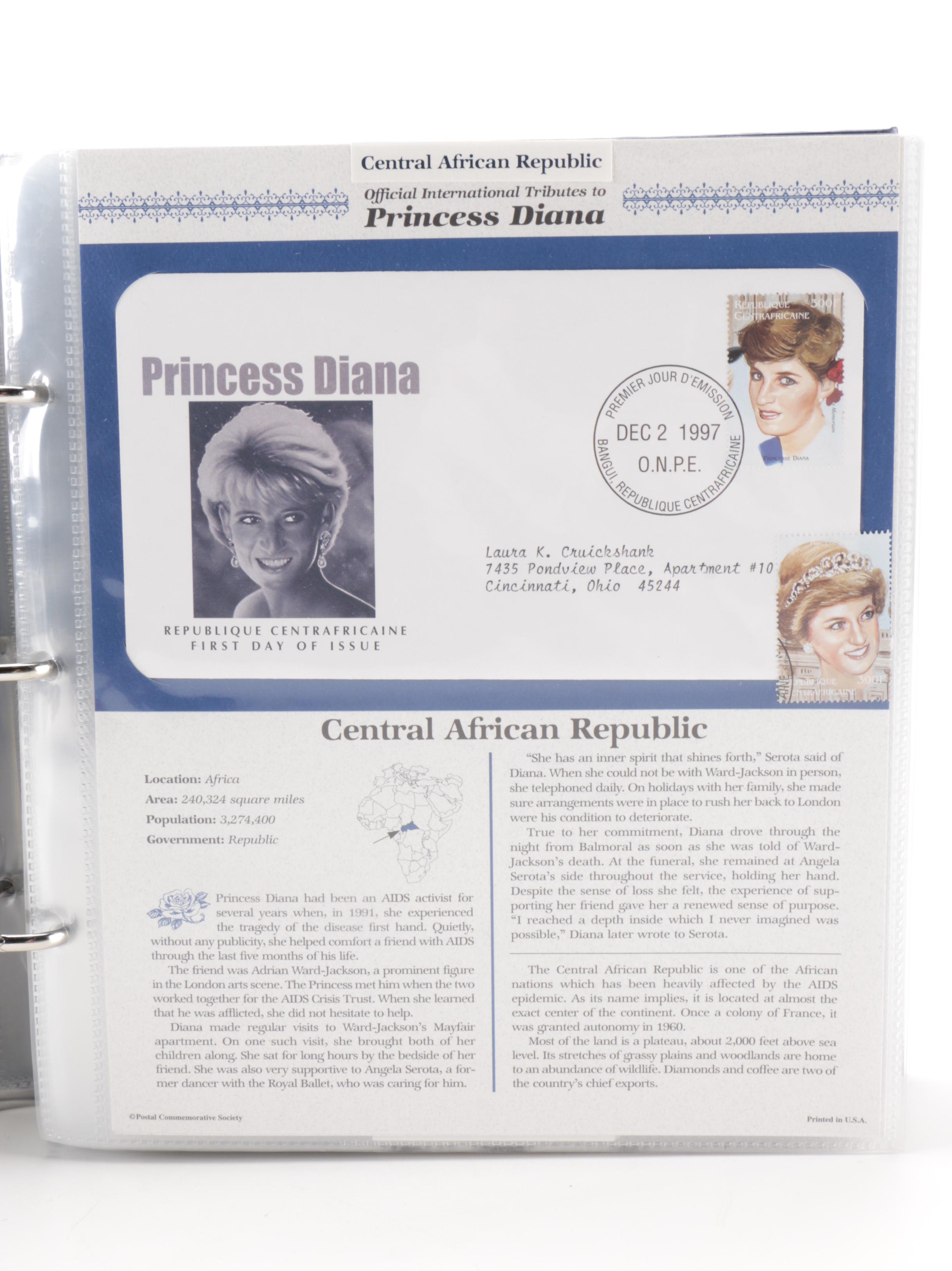Princess Diana First Day of Issue Postal Covers International Stamp Tributes