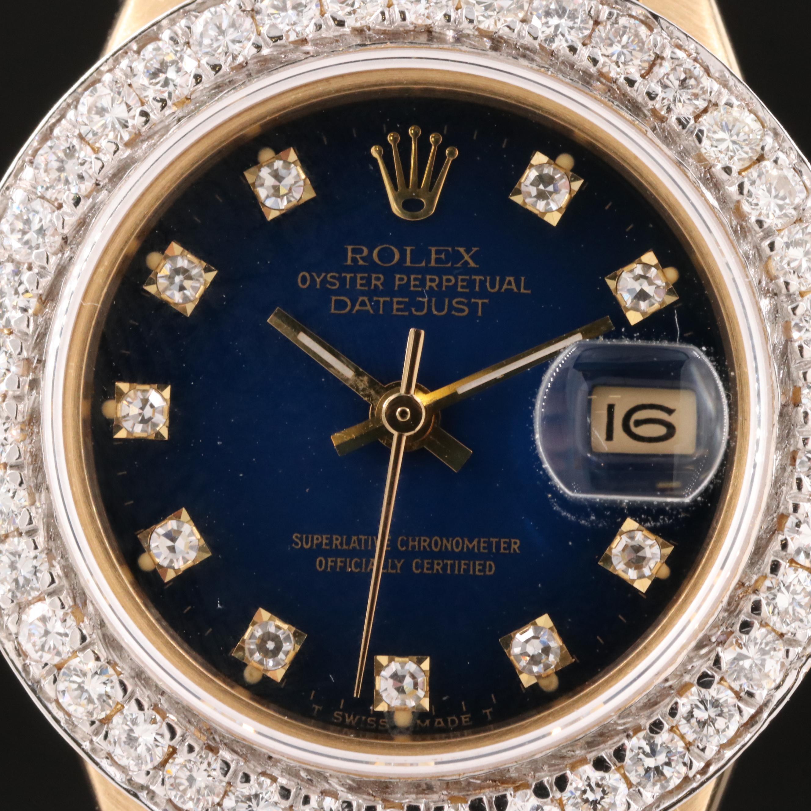 1978 Rolex Datejust Blue Diamond Dial Watch