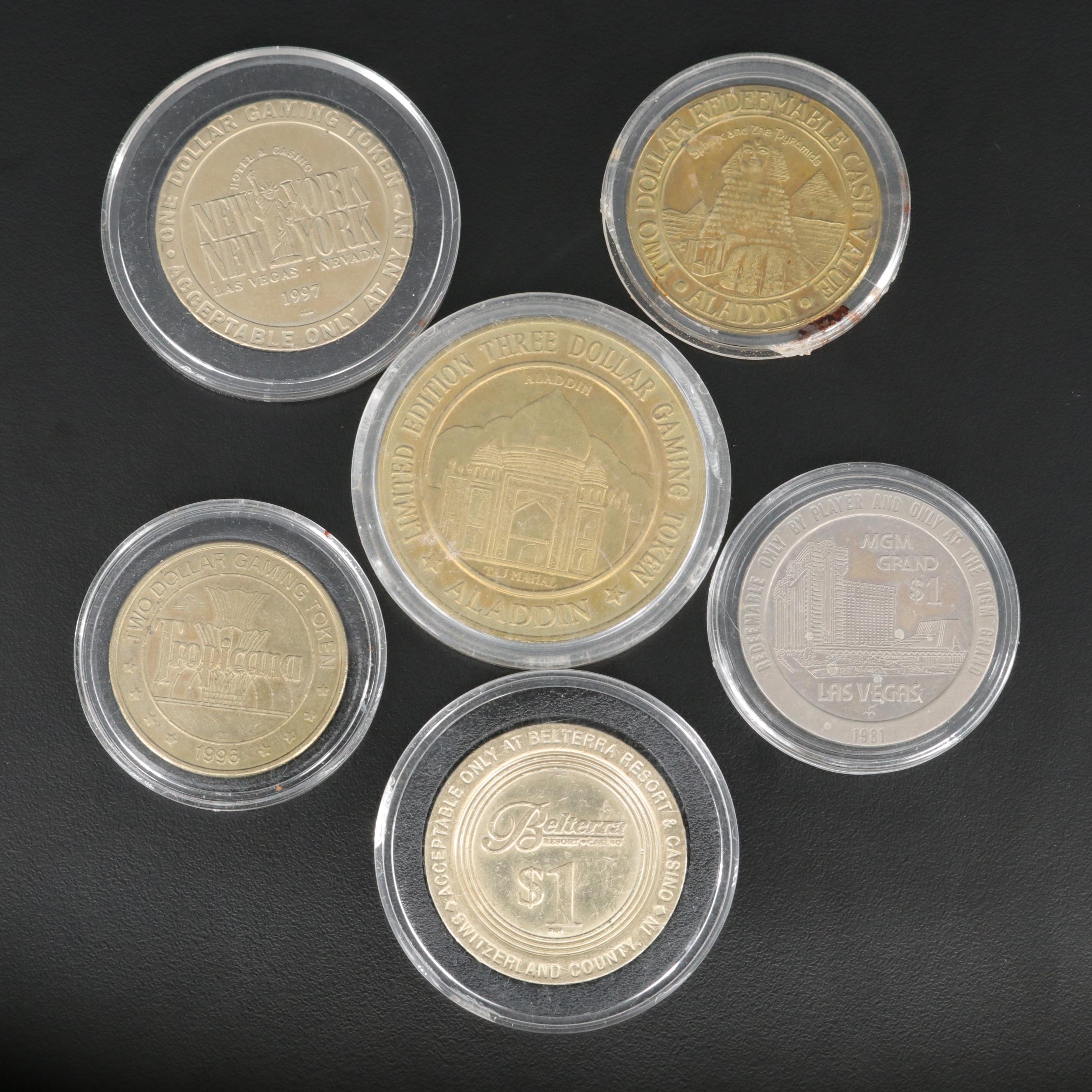 Six Casino Gaming Tokens, 20th Century