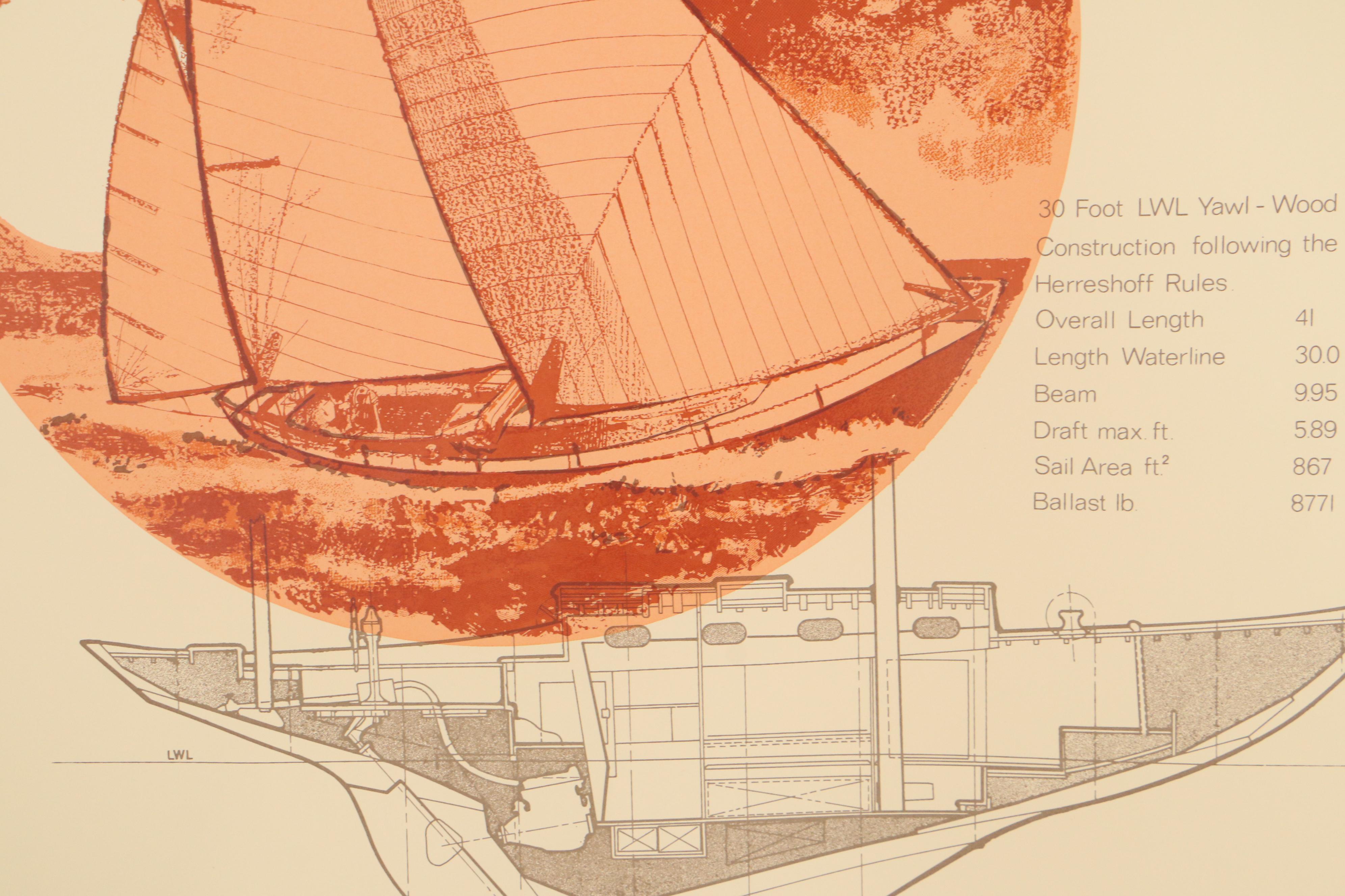 Jim Roslof Serigraph "Ocean Yawl" and "Bentley," Late 20th Century