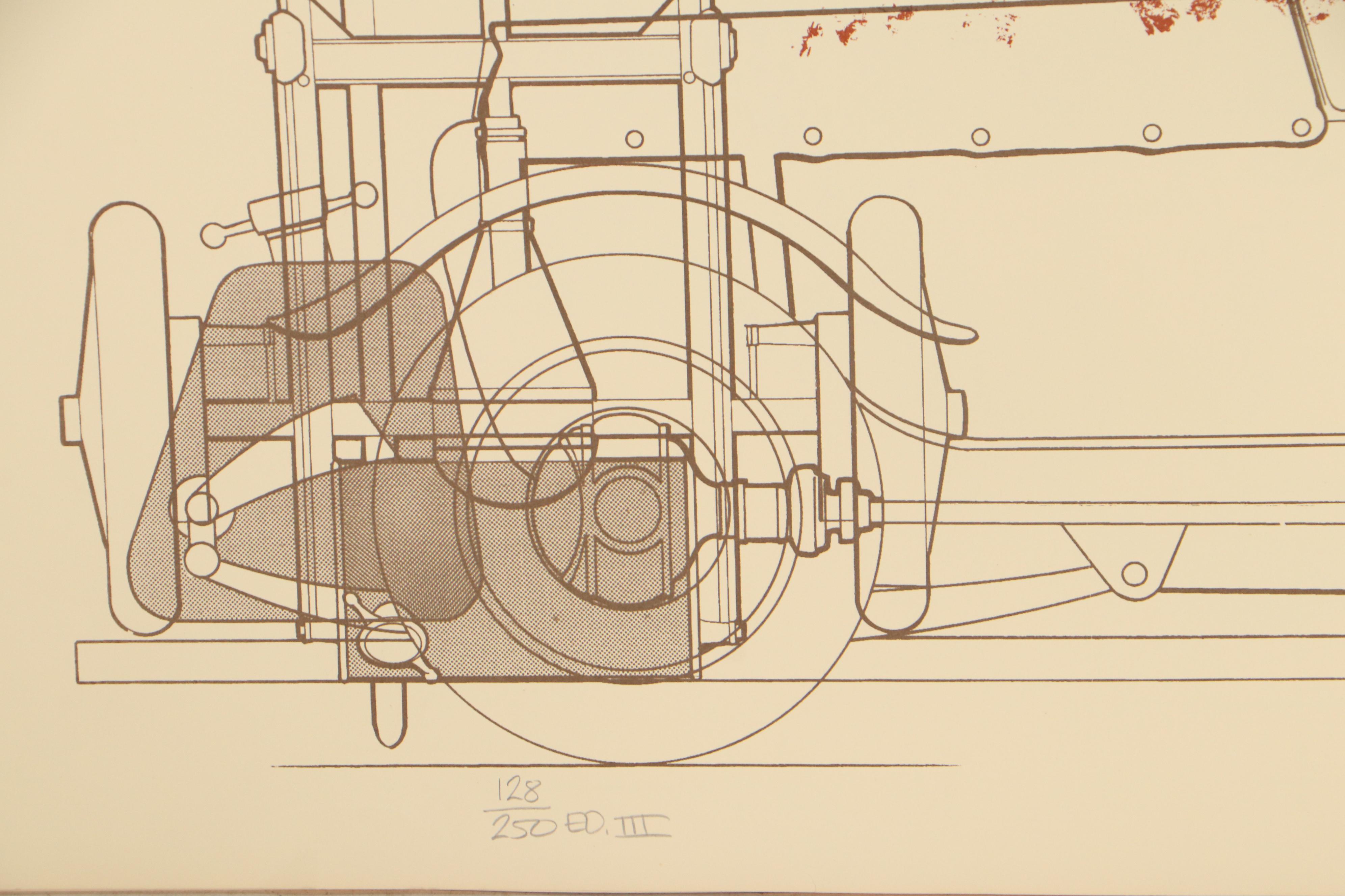 Jim Roslof Serigraph "Ocean Yawl" and "Bentley," Late 20th Century