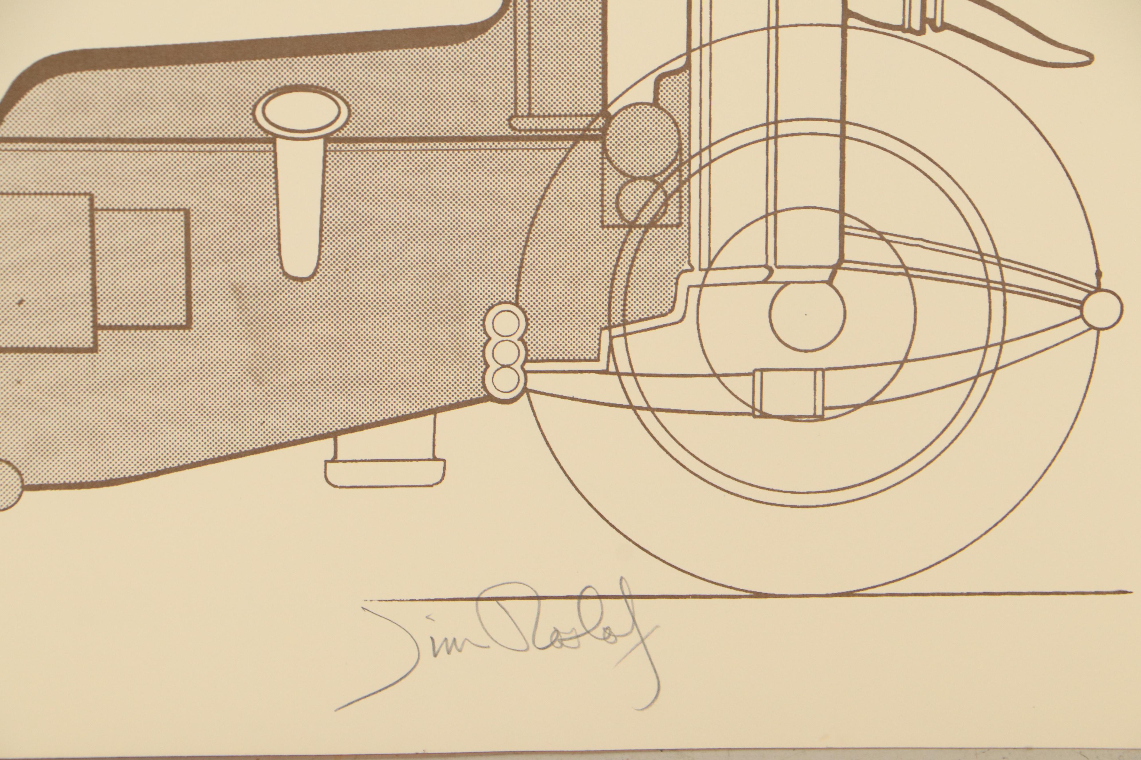 Jim Roslof Serigraph "Ocean Yawl" and "Bentley," Late 20th Century