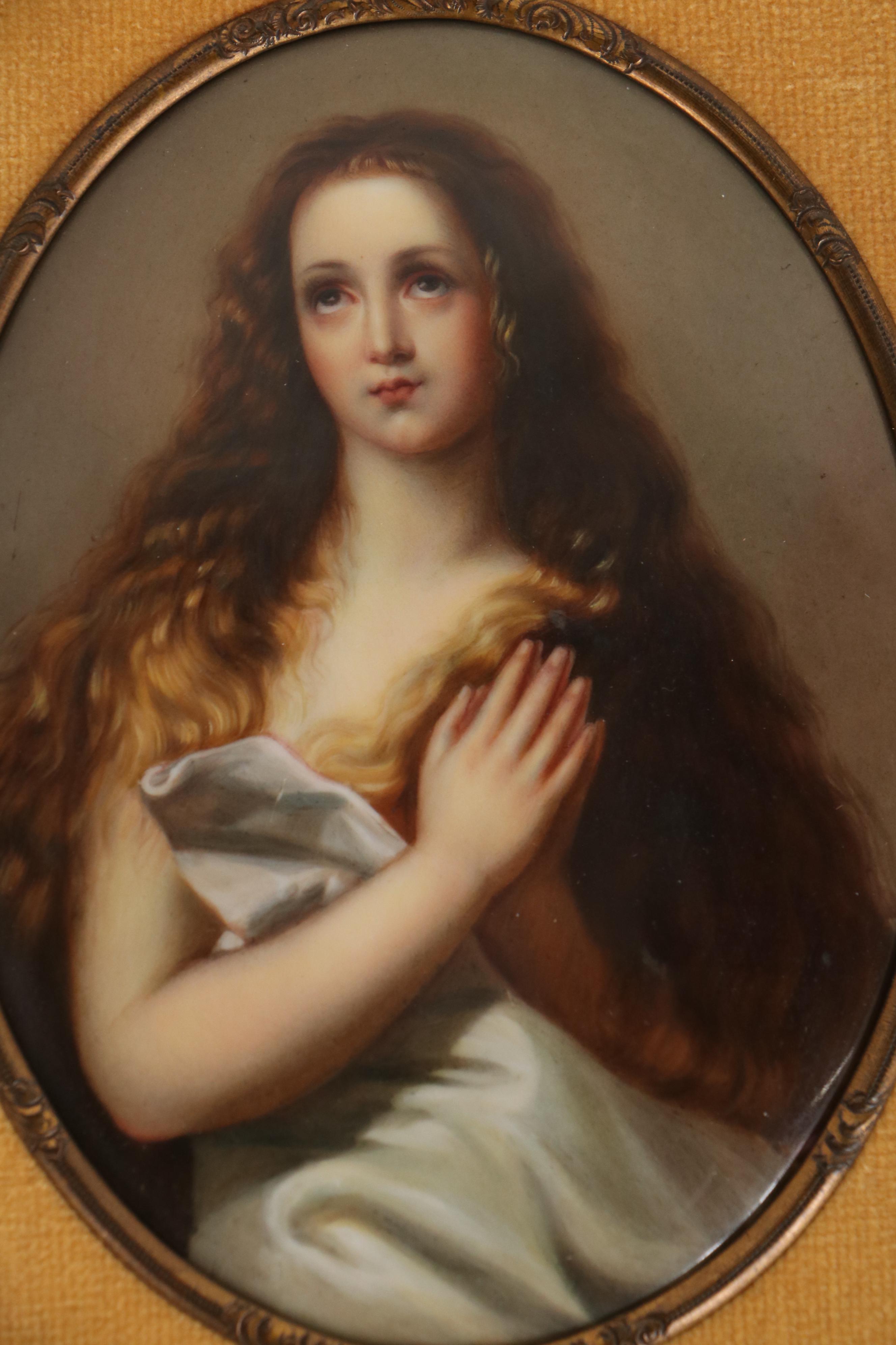 KPM Hand-Painted Porcelain Portrait After Jusepe de Ribera "St. Agnes in Prison"