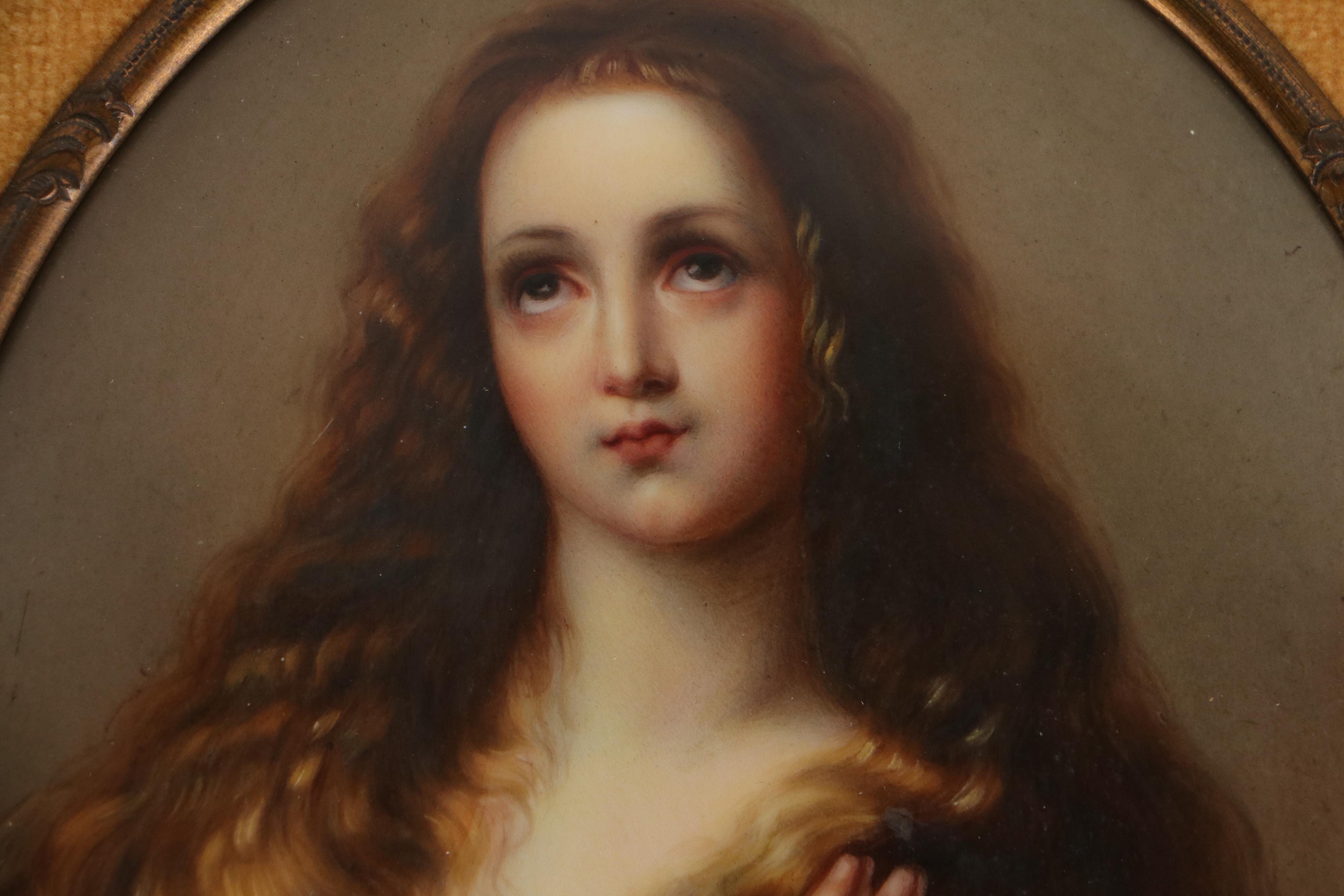 KPM Hand-Painted Porcelain Portrait After Jusepe de Ribera "St. Agnes in Prison"