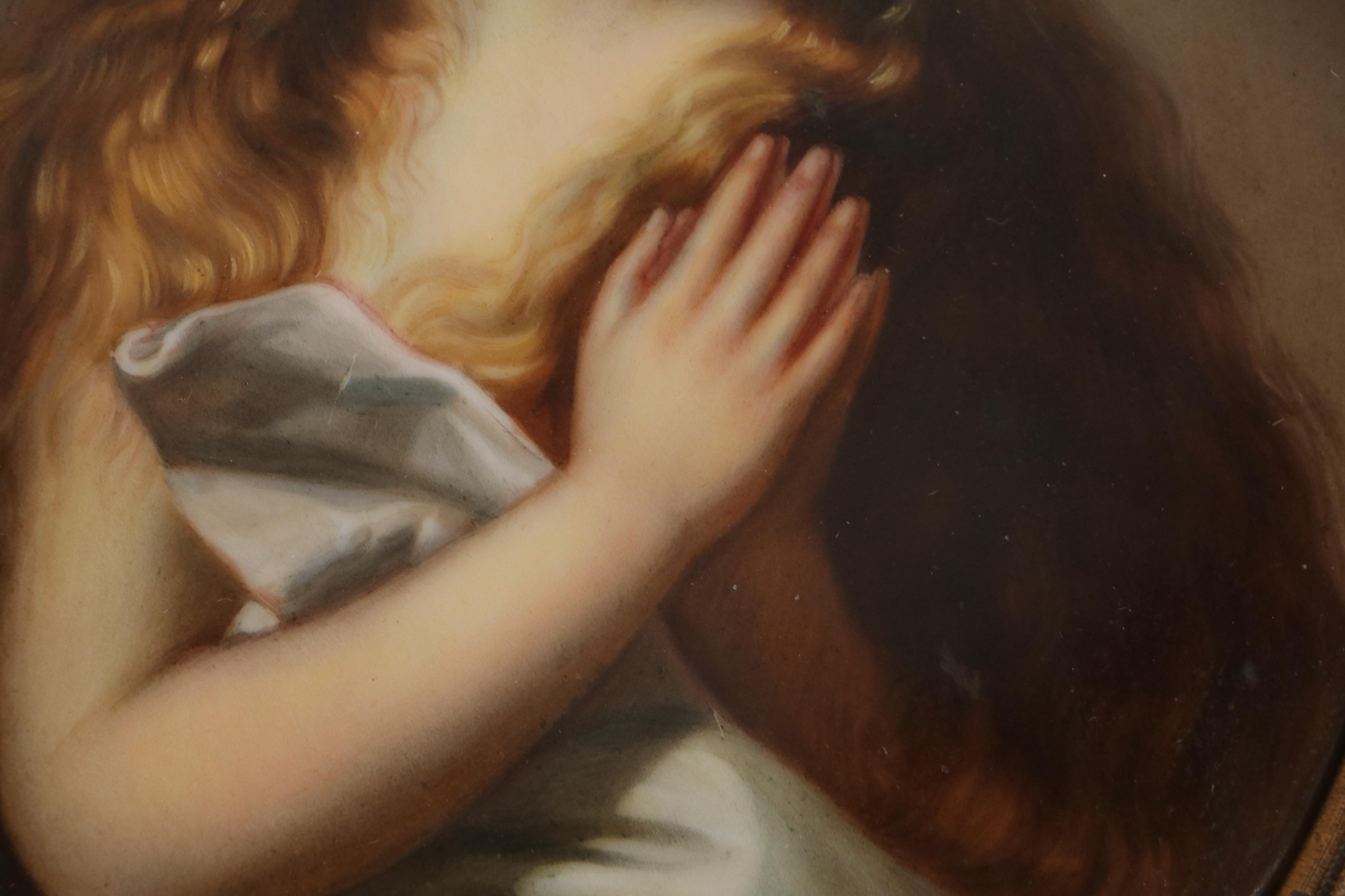 KPM Hand-Painted Porcelain Portrait After Jusepe de Ribera "St. Agnes in Prison"