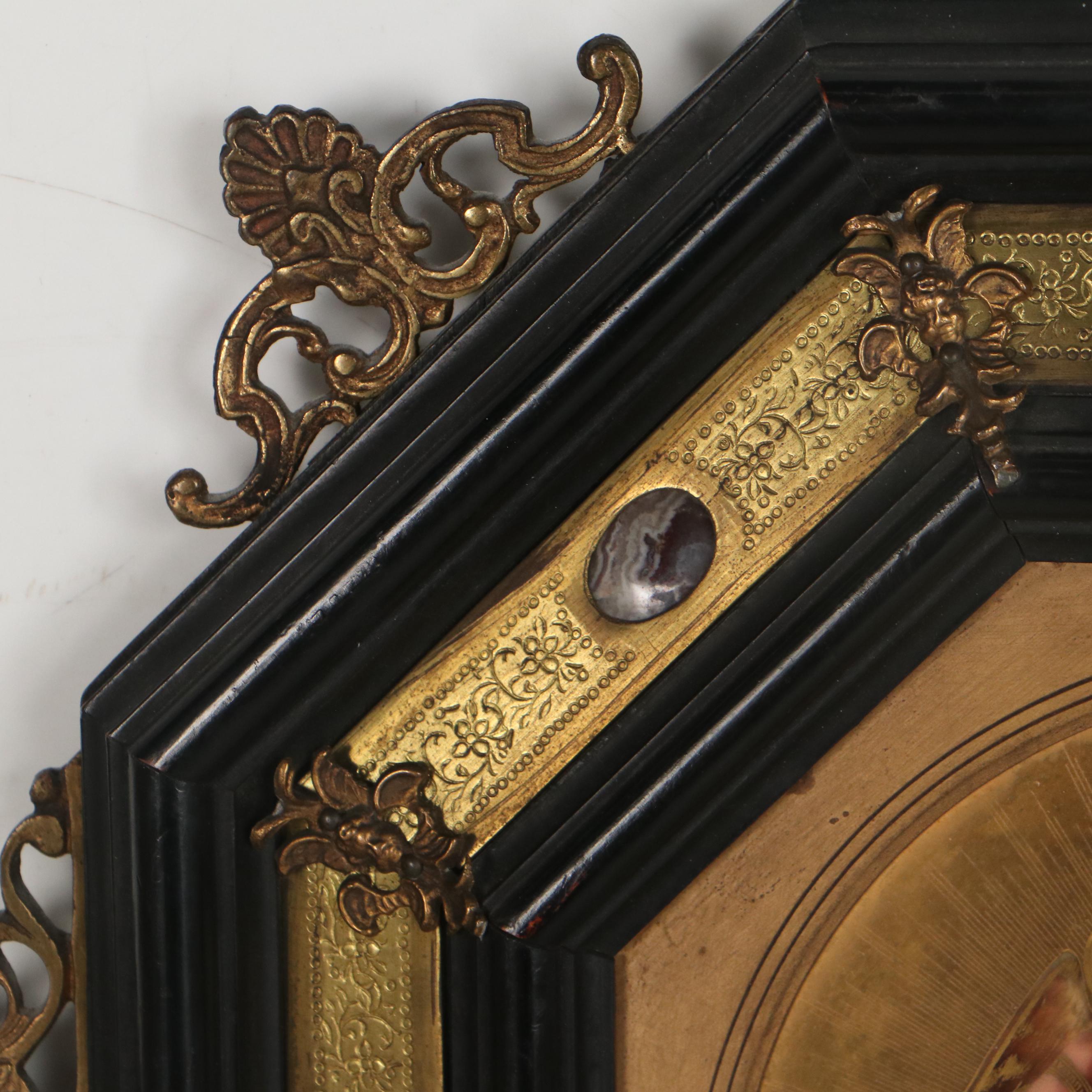 Gilt Hand-Painted Porcelain Plaque After Fra Angelico "Group of Angels"