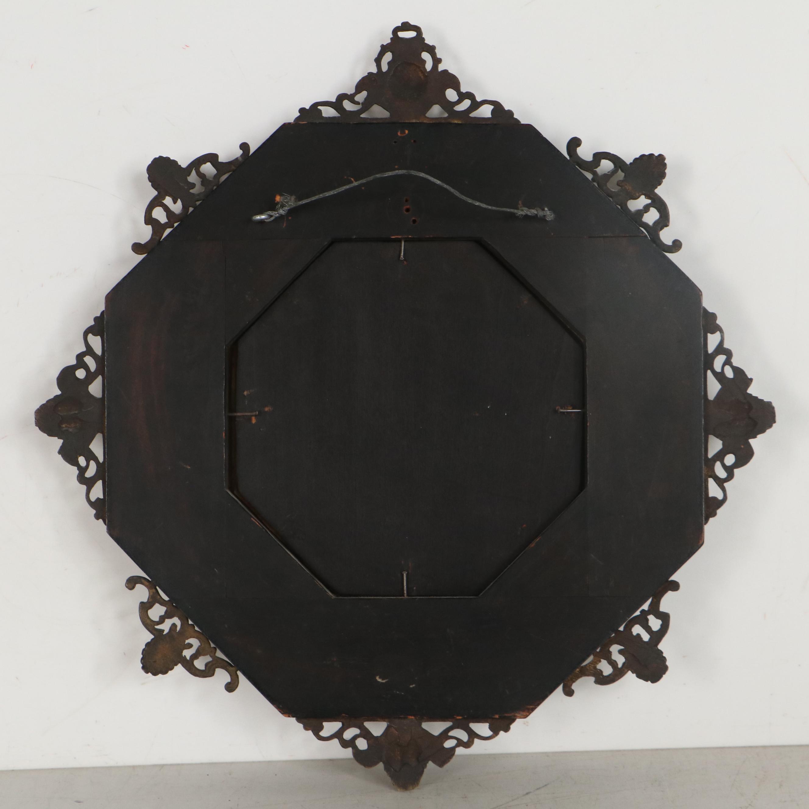 Gilt Hand-Painted Porcelain Plaque After Fra Angelico "Group of Angels"