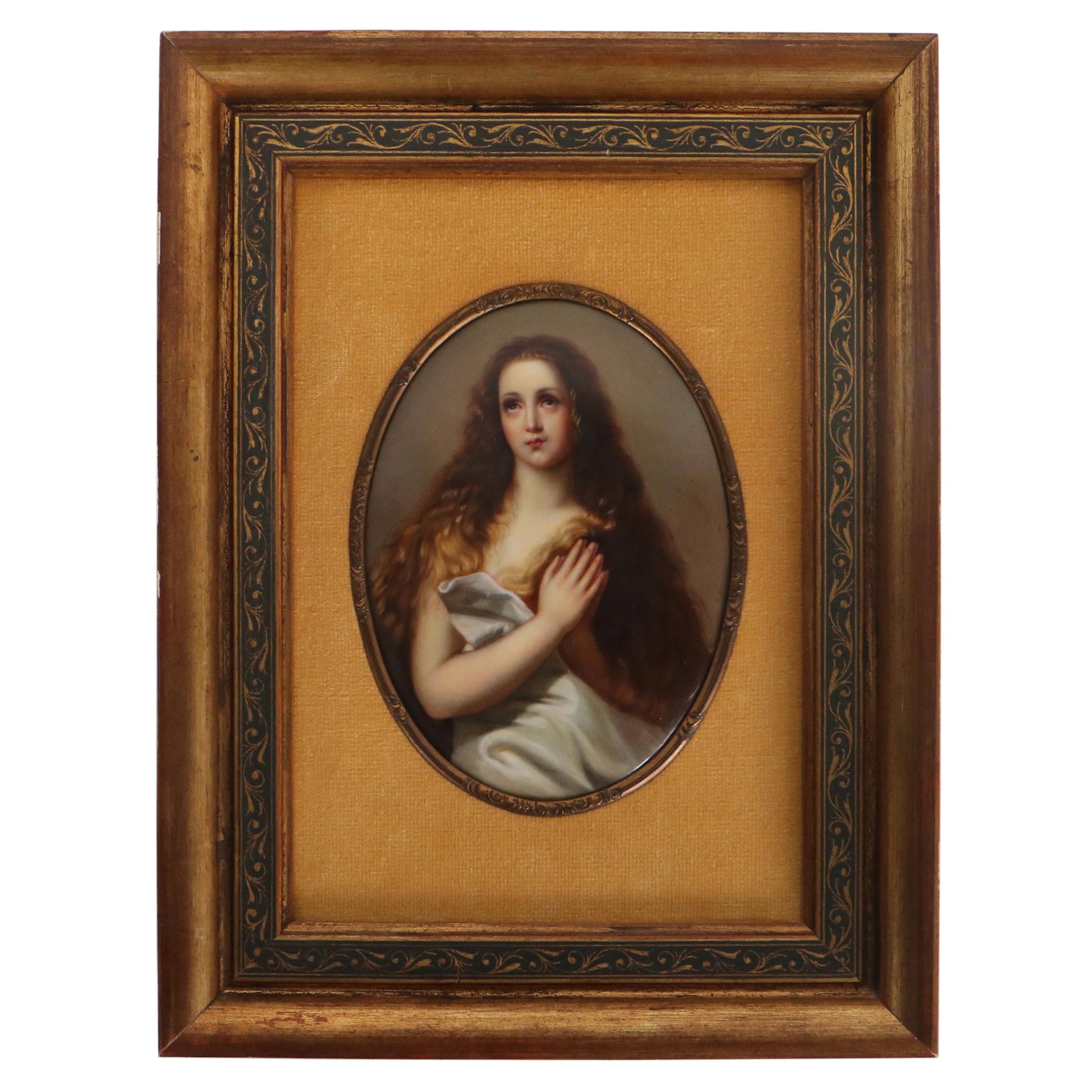 KPM Hand-Painted Porcelain Portrait After Jusepe de Ribera "St. Agnes in Prison"