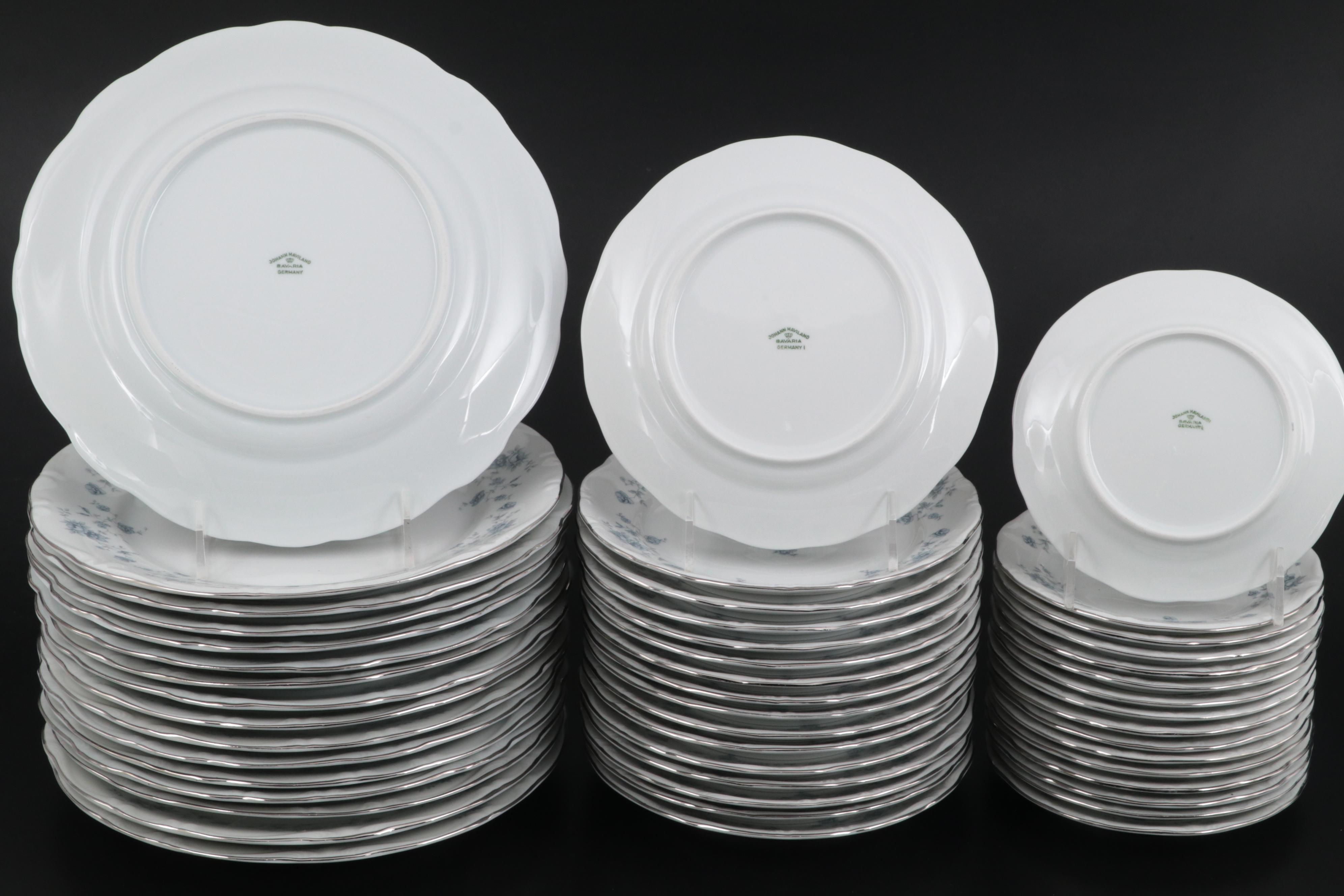 Johann Haviland "Blue Garland" Porcelain Dinnerware, Mid to Late 20th Century