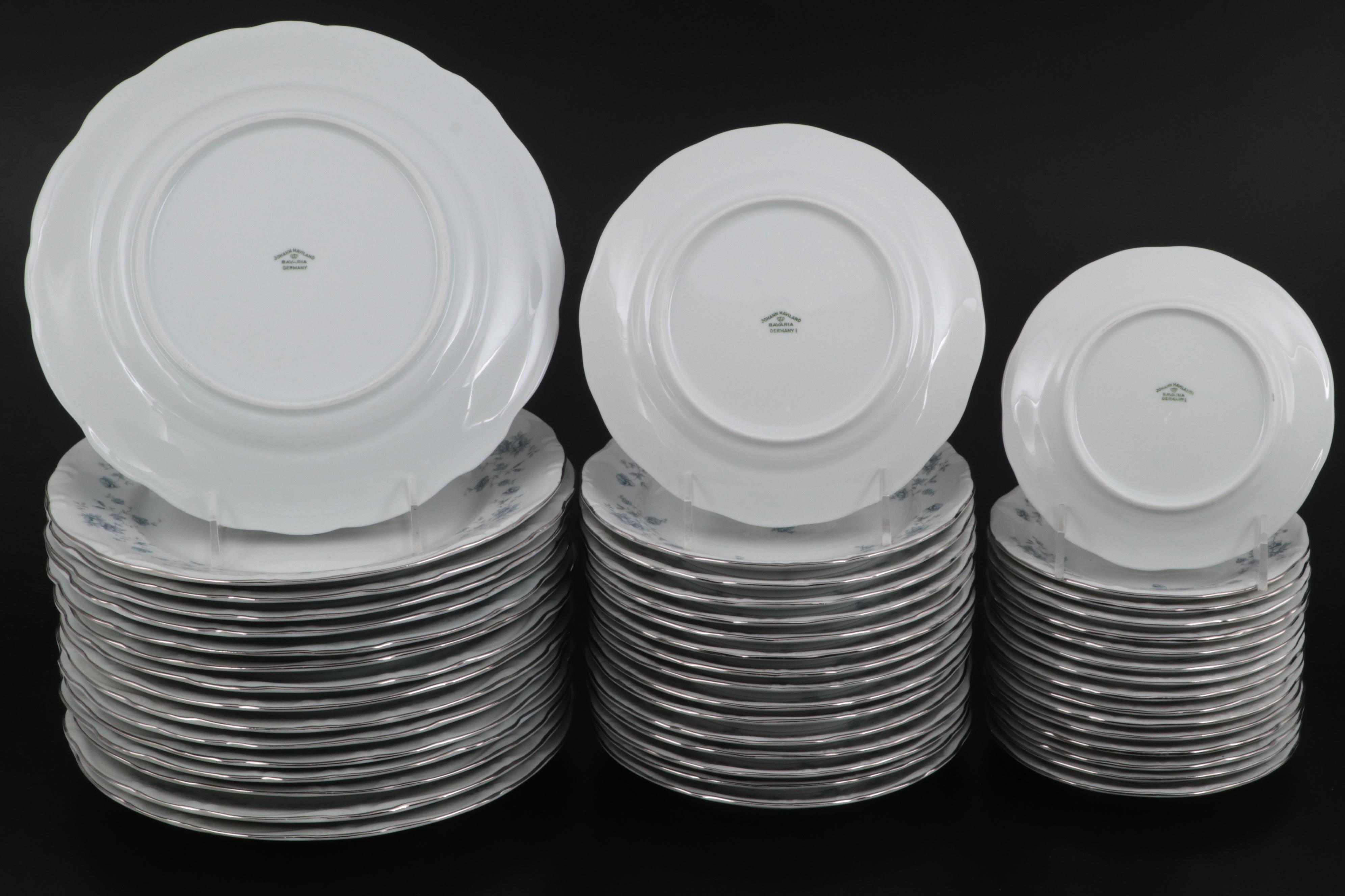 Johann Haviland "Blue Garland" Porcelain Dinnerware, Mid to Late 20th Century