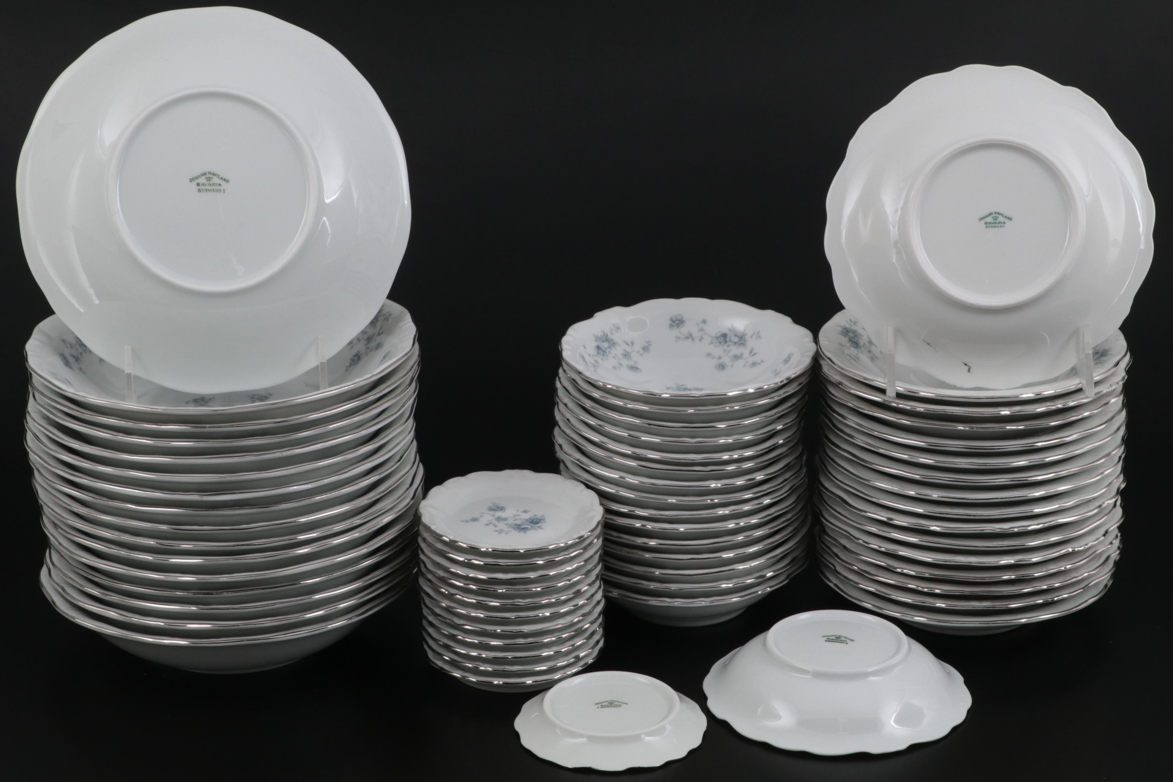 Johann Haviland "Blue Garland" Porcelain Dinnerware, Mid to Late 20th Century