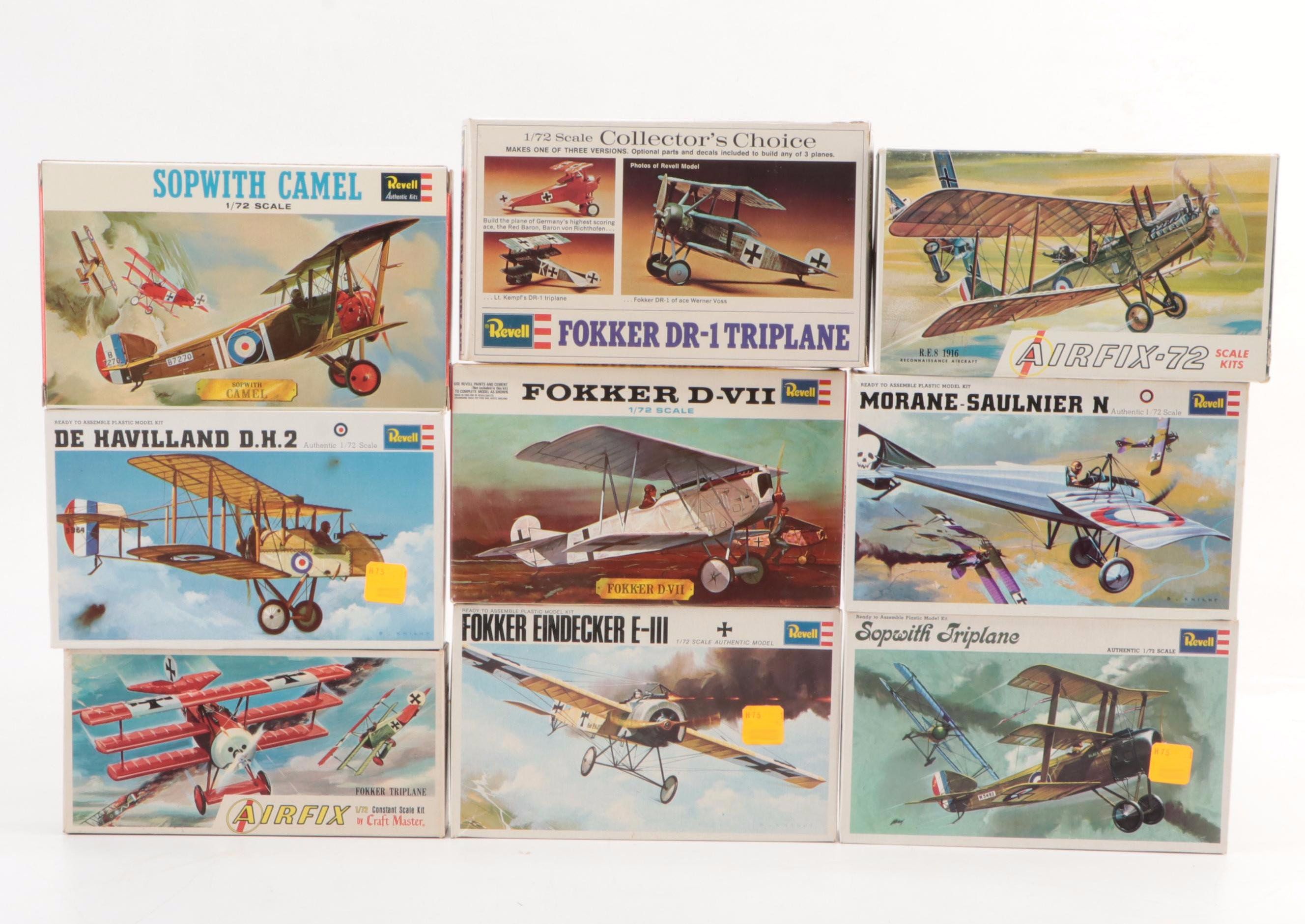 Model Planes with Avro 504K, Morane-Saulnier N, and Fokker D-V11