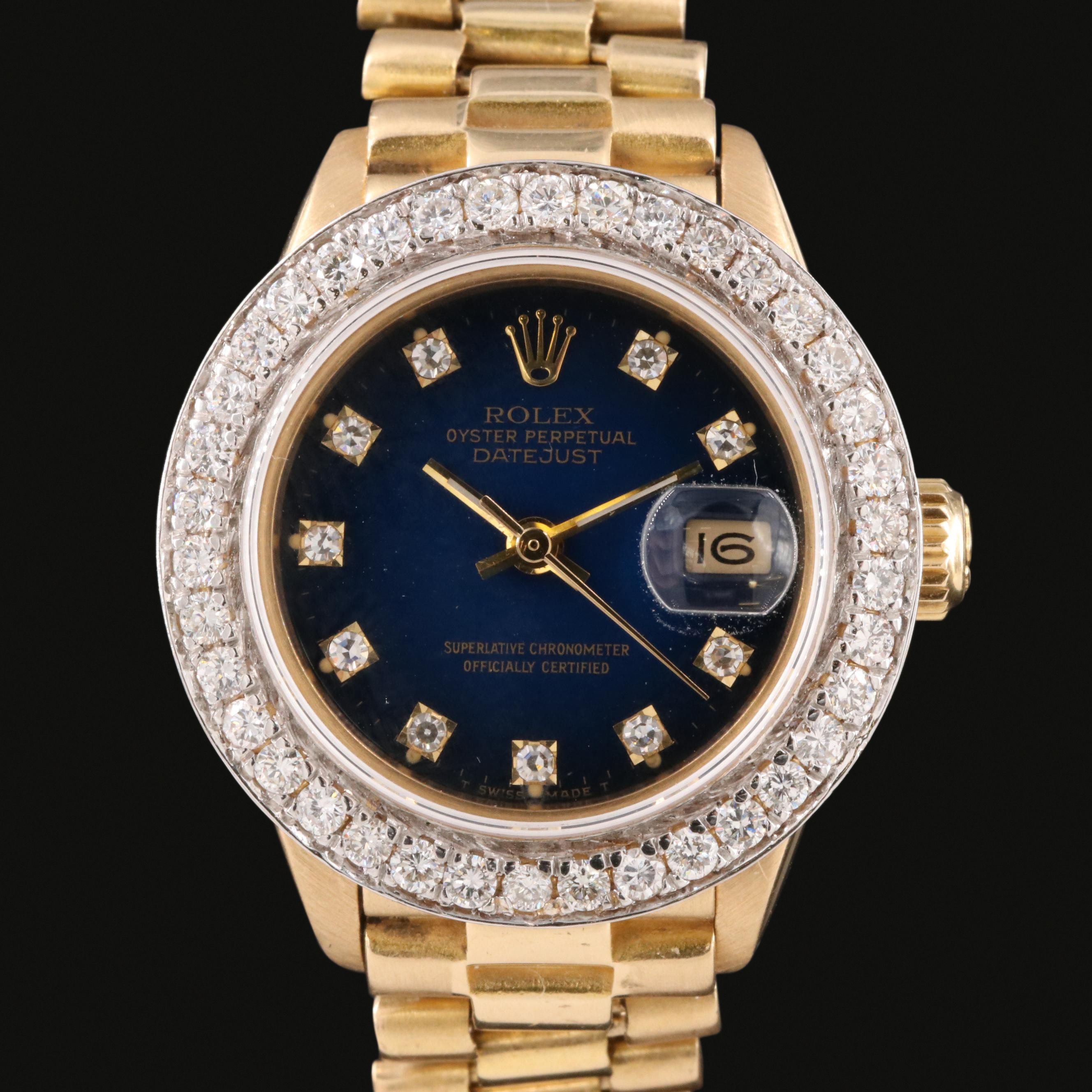 1978 Rolex Datejust Blue Diamond Dial Watch