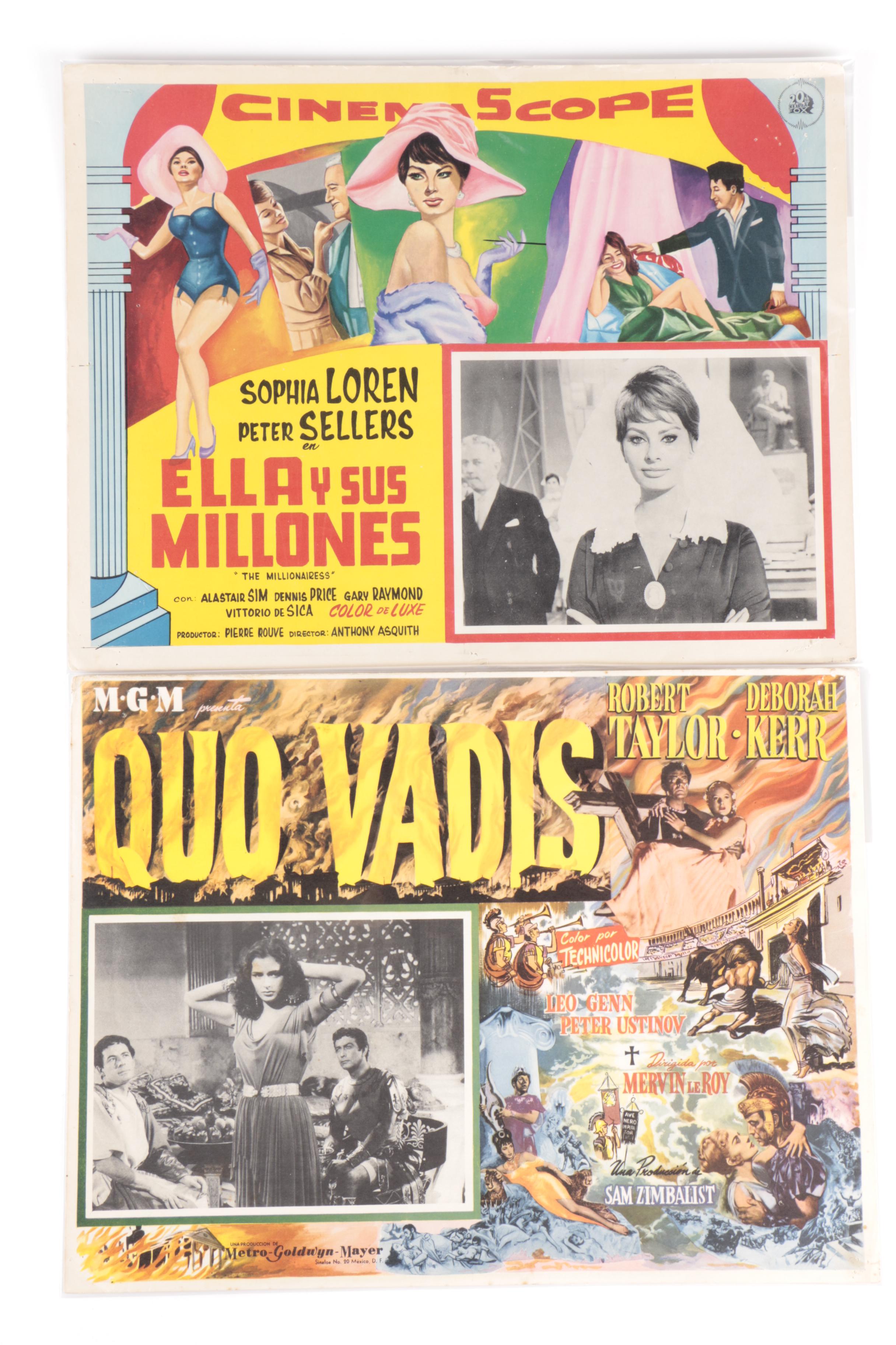 Elizabeth Taylor and Sophia Loren Italian Movie Lobby Cards. Mid-20th Century