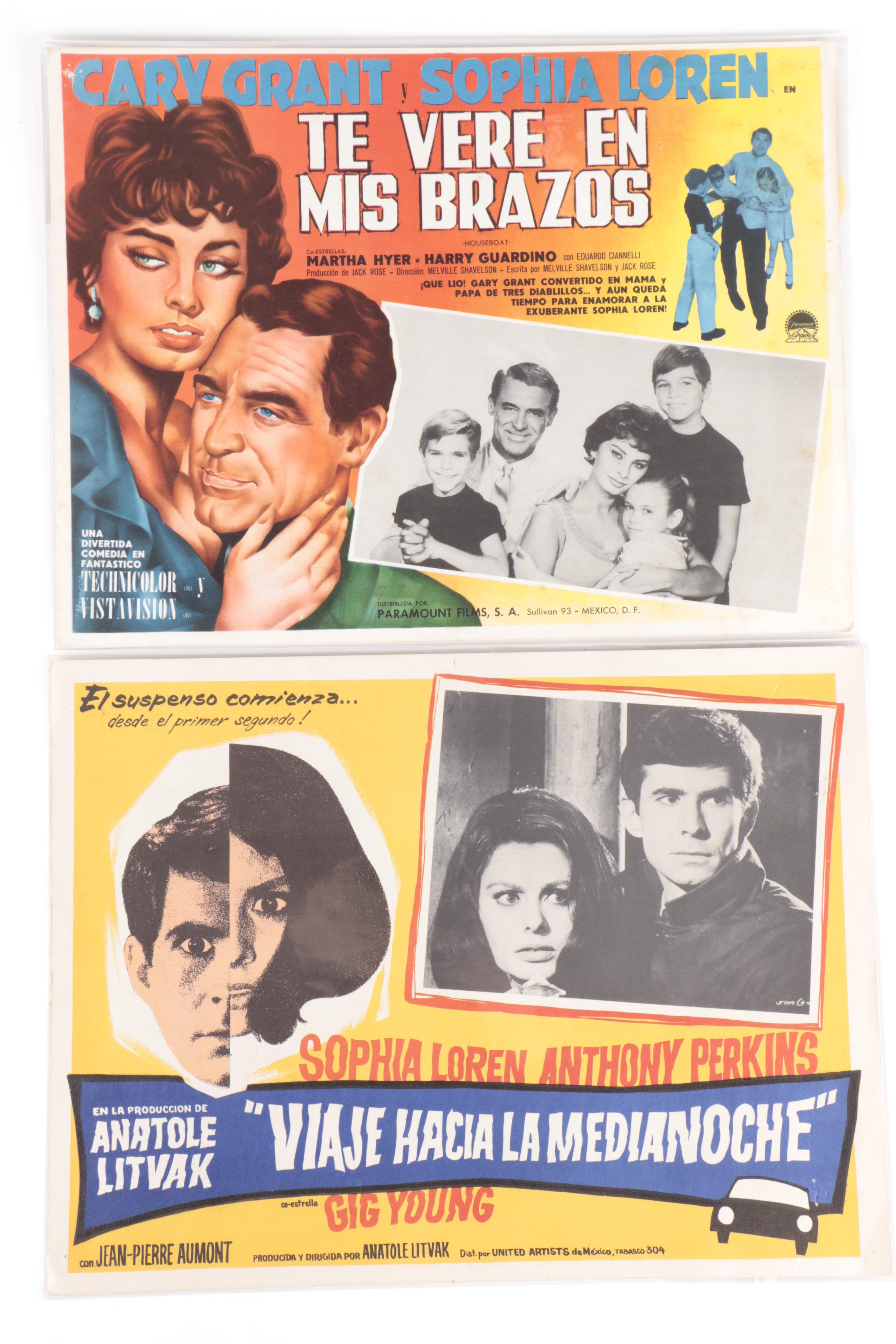 Elizabeth Taylor and Sophia Loren Italian Movie Lobby Cards. Mid-20th Century