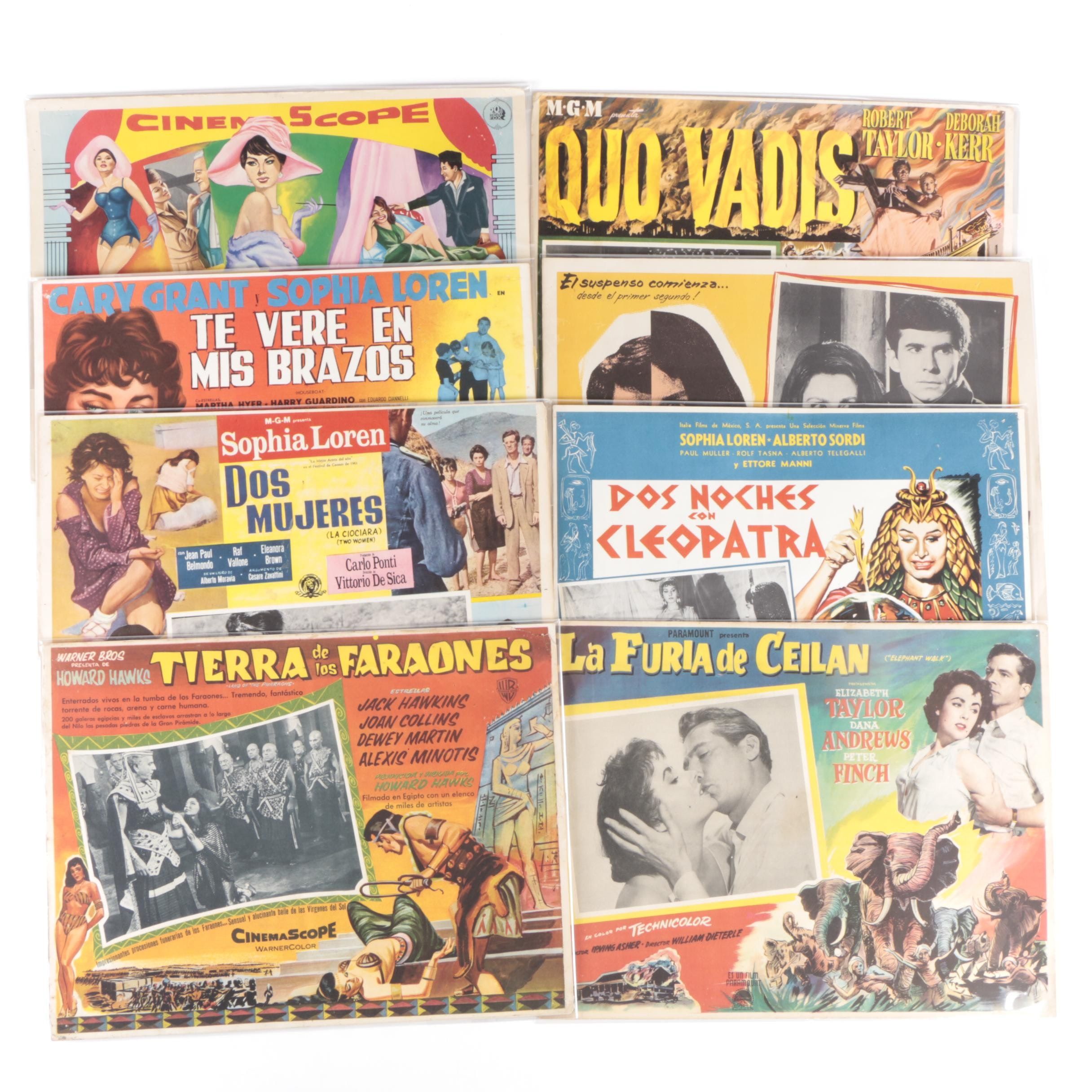 Elizabeth Taylor and Sophia Loren Italian Movie Lobby Cards. Mid-20th Century