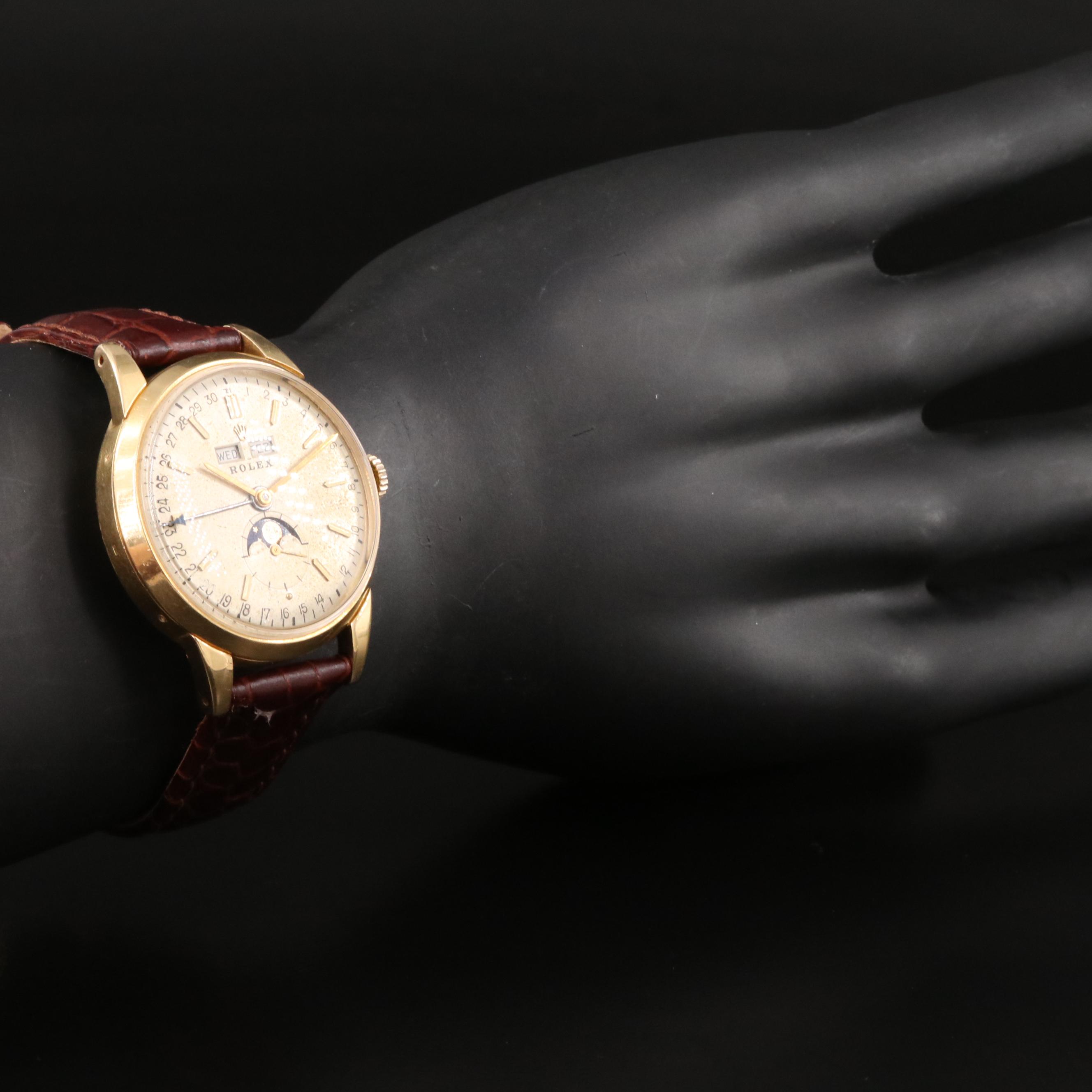 18K Rolex "Padellone" Triple Date Moon Phase Automatic Watch