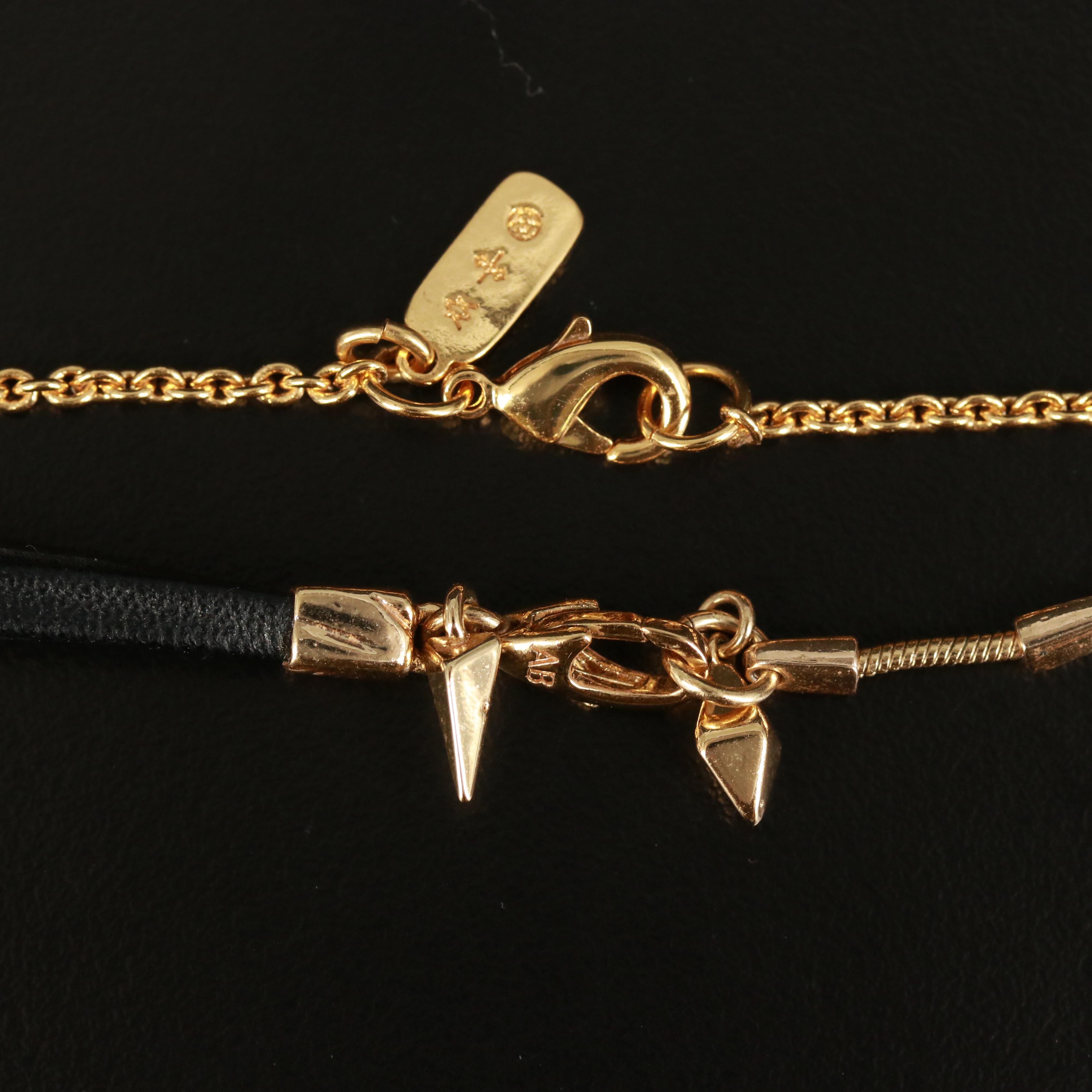 Alexis Bittar Necklaces Including Abalone Doublet, Chalcedony and Rhinestones