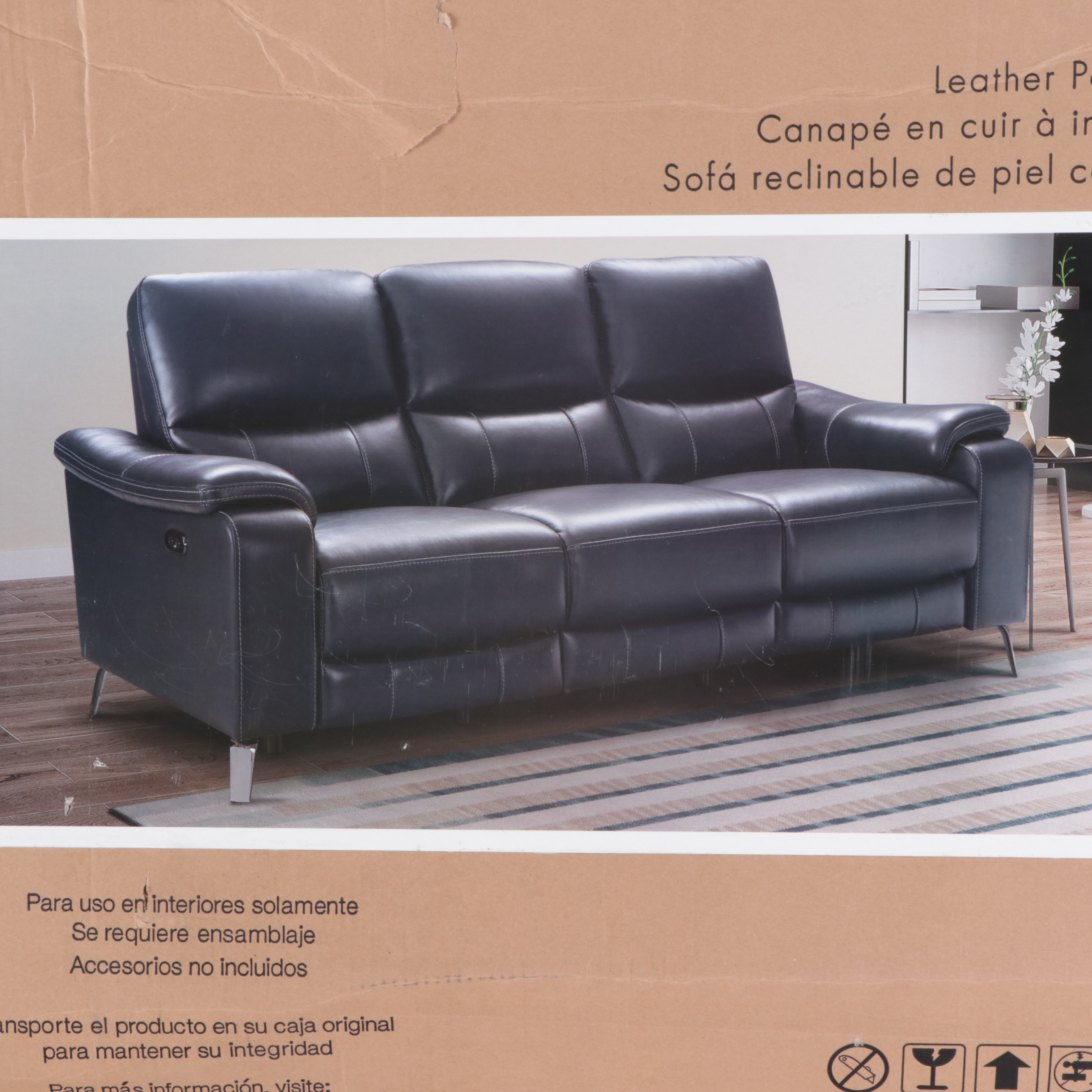 Northridge Home "Indigo Bay" Leather Power Reclining Sofa with Power Headrests