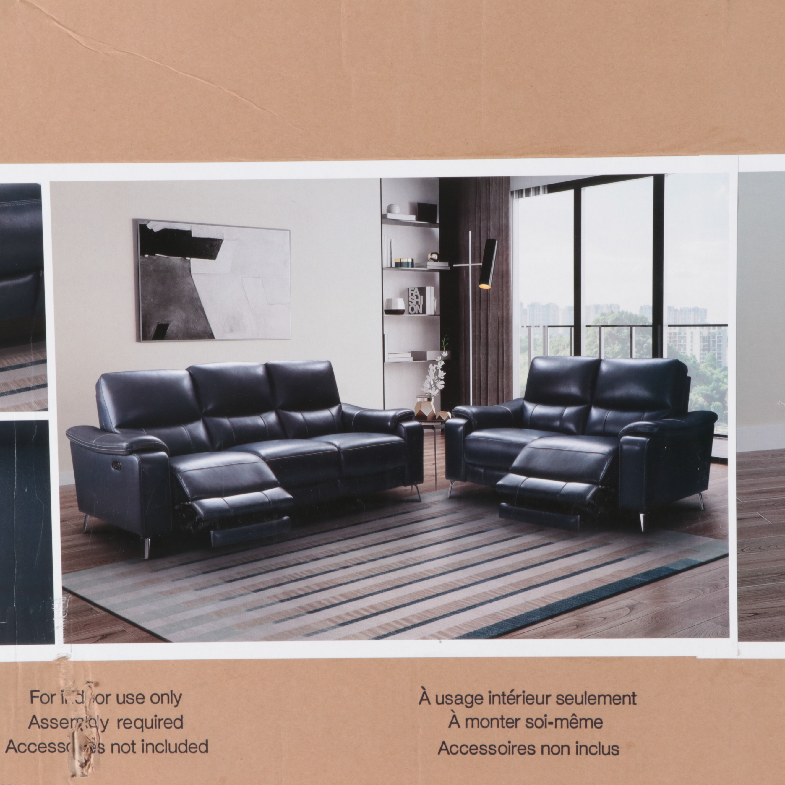 Northridge Home "Indigo Bay" Leather Power Reclining Sofa with Power Headrests