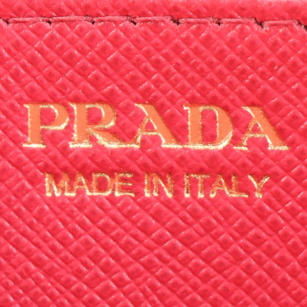 Prada Pink Saffiano Leather Zip-Around Wallet
