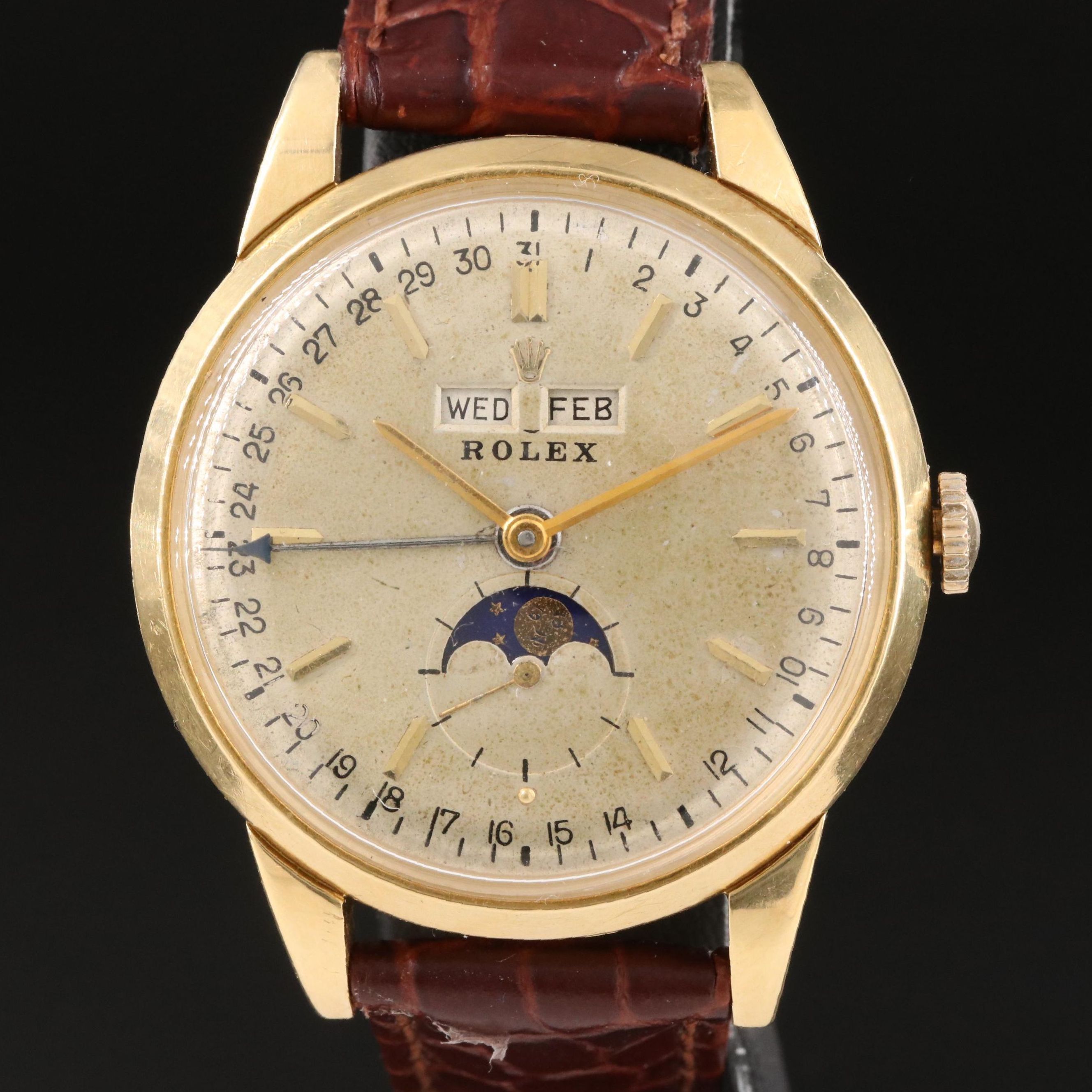 18K Rolex "Padellone" Triple Date Moon Phase Automatic Watch