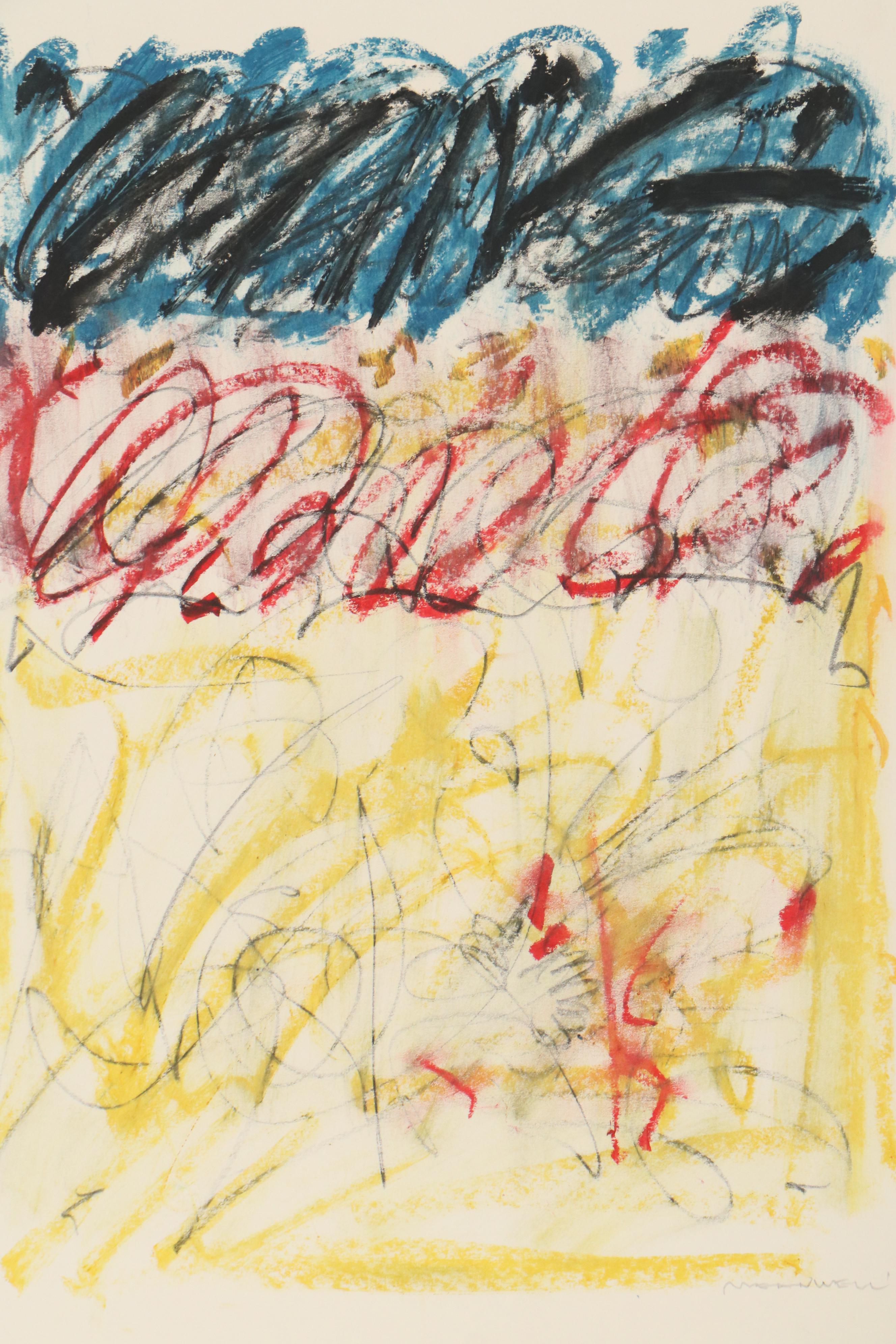 Jack Meanwell Abstract Expressionist Style Drawing, 1991