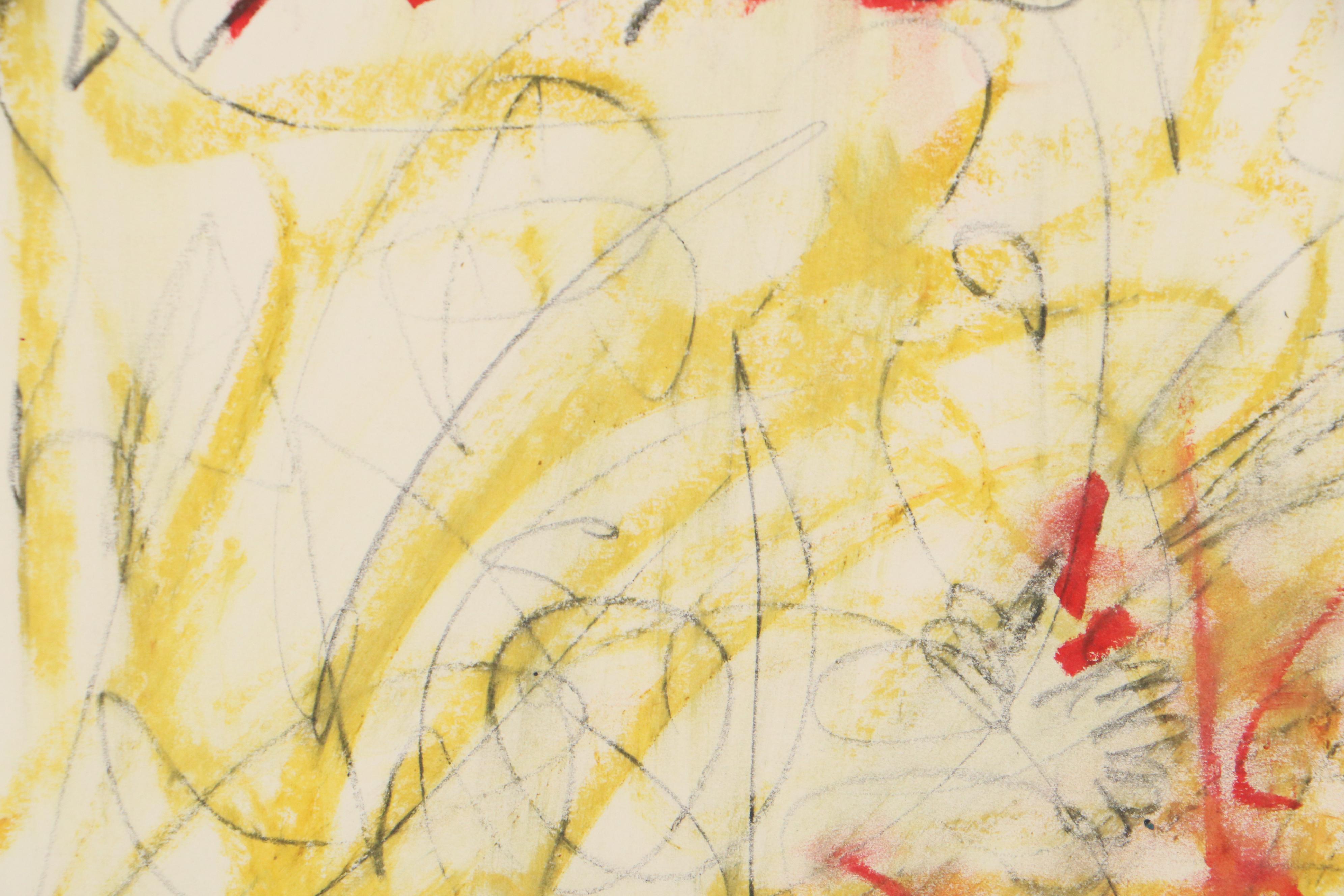 Jack Meanwell Abstract Expressionist Style Drawing, 1991