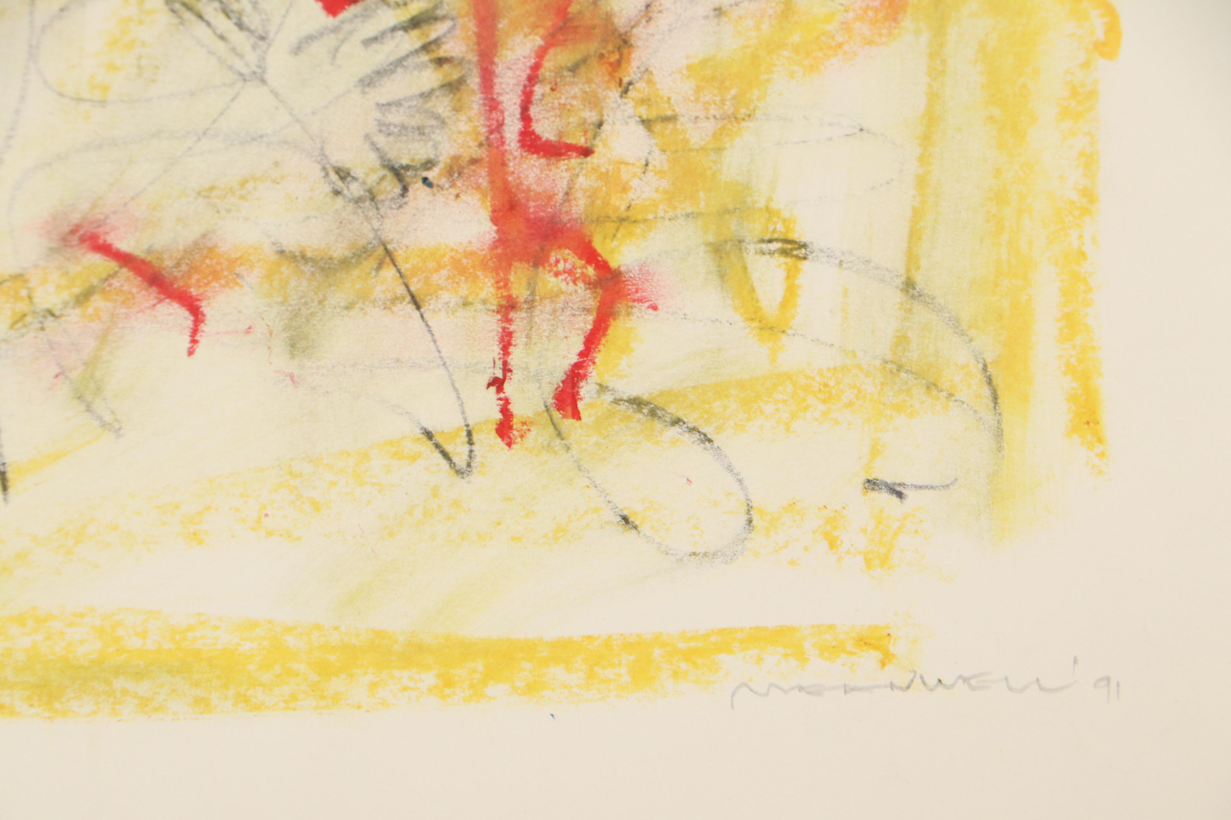 Jack Meanwell Abstract Expressionist Style Drawing, 1991
