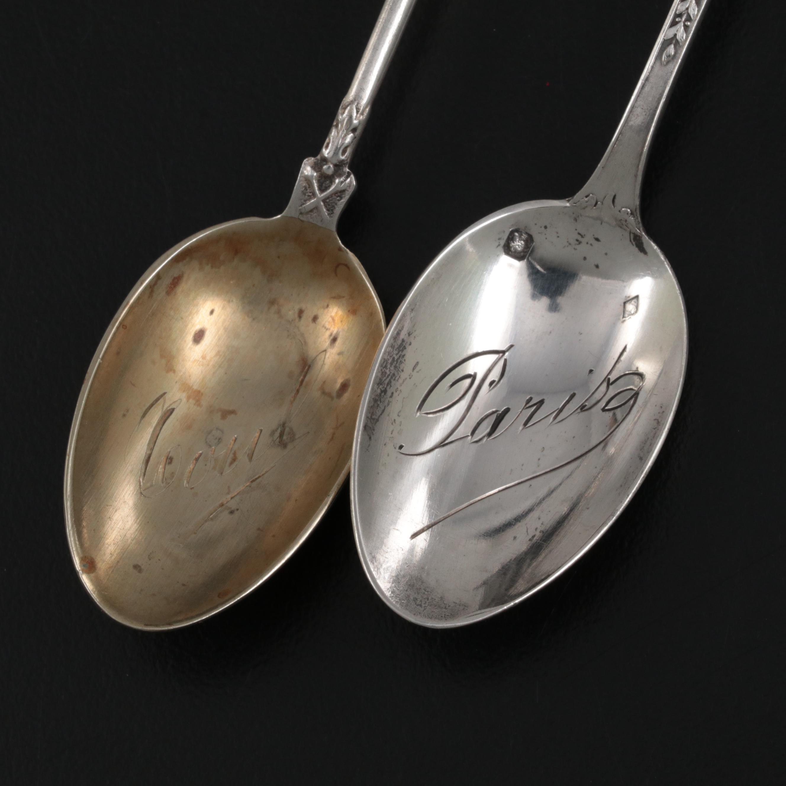 Simons Brothers Sterling Silver Nut Dish with Other Silver Souvenir Spoons