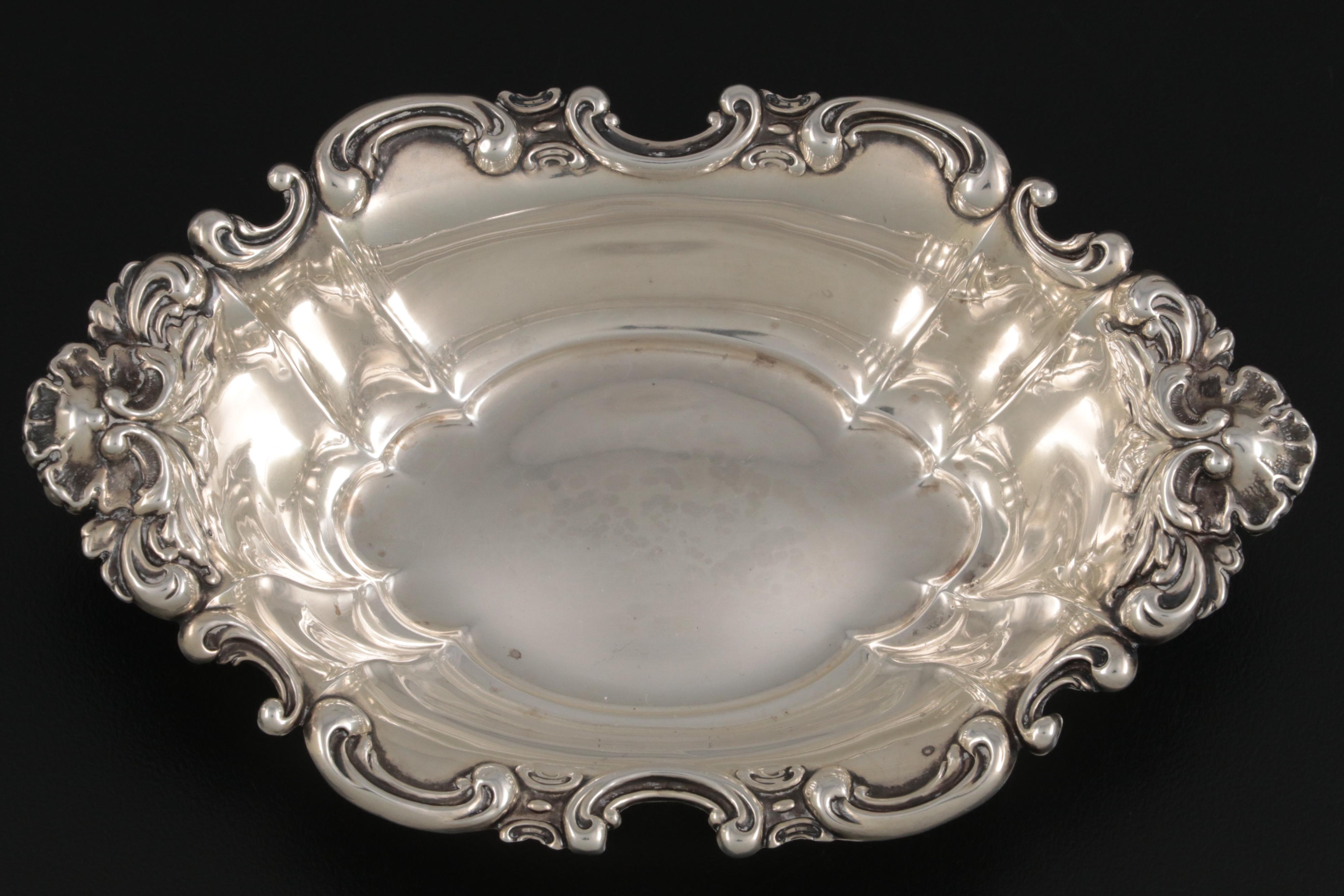 Simons Brothers Sterling Silver Nut Dish with Other Silver Souvenir Spoons