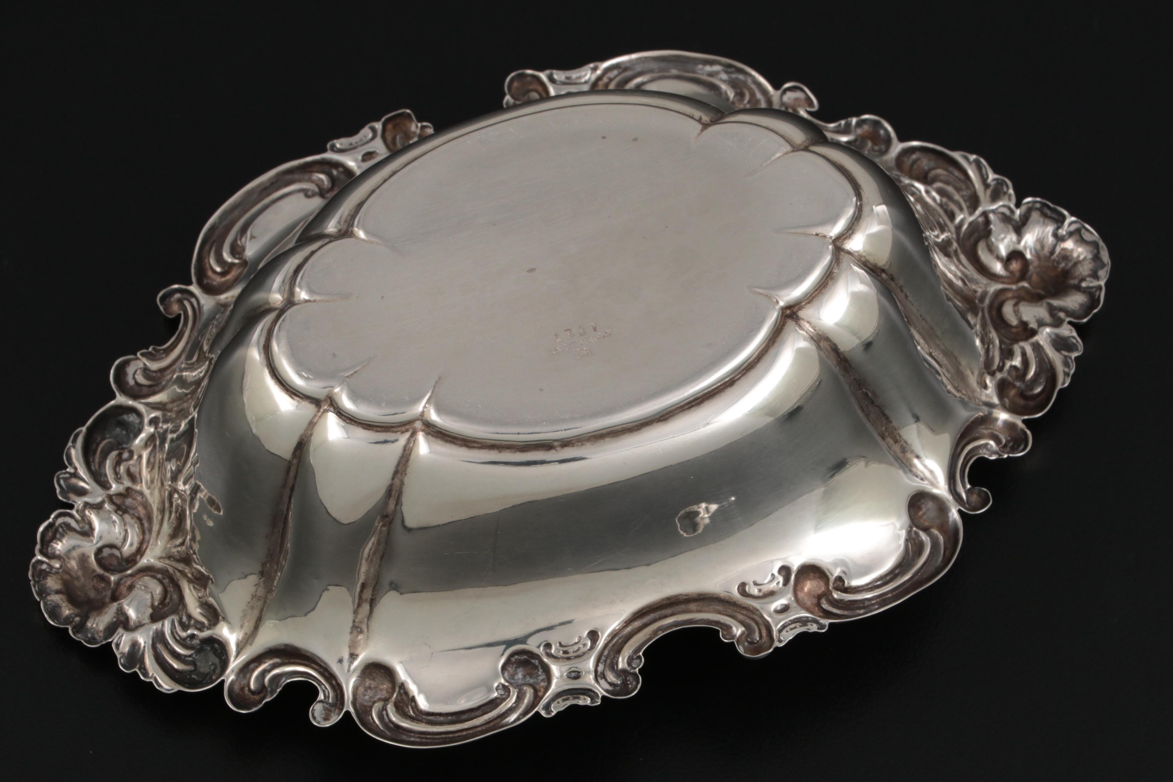 Simons Brothers Sterling Silver Nut Dish with Other Silver Souvenir Spoons