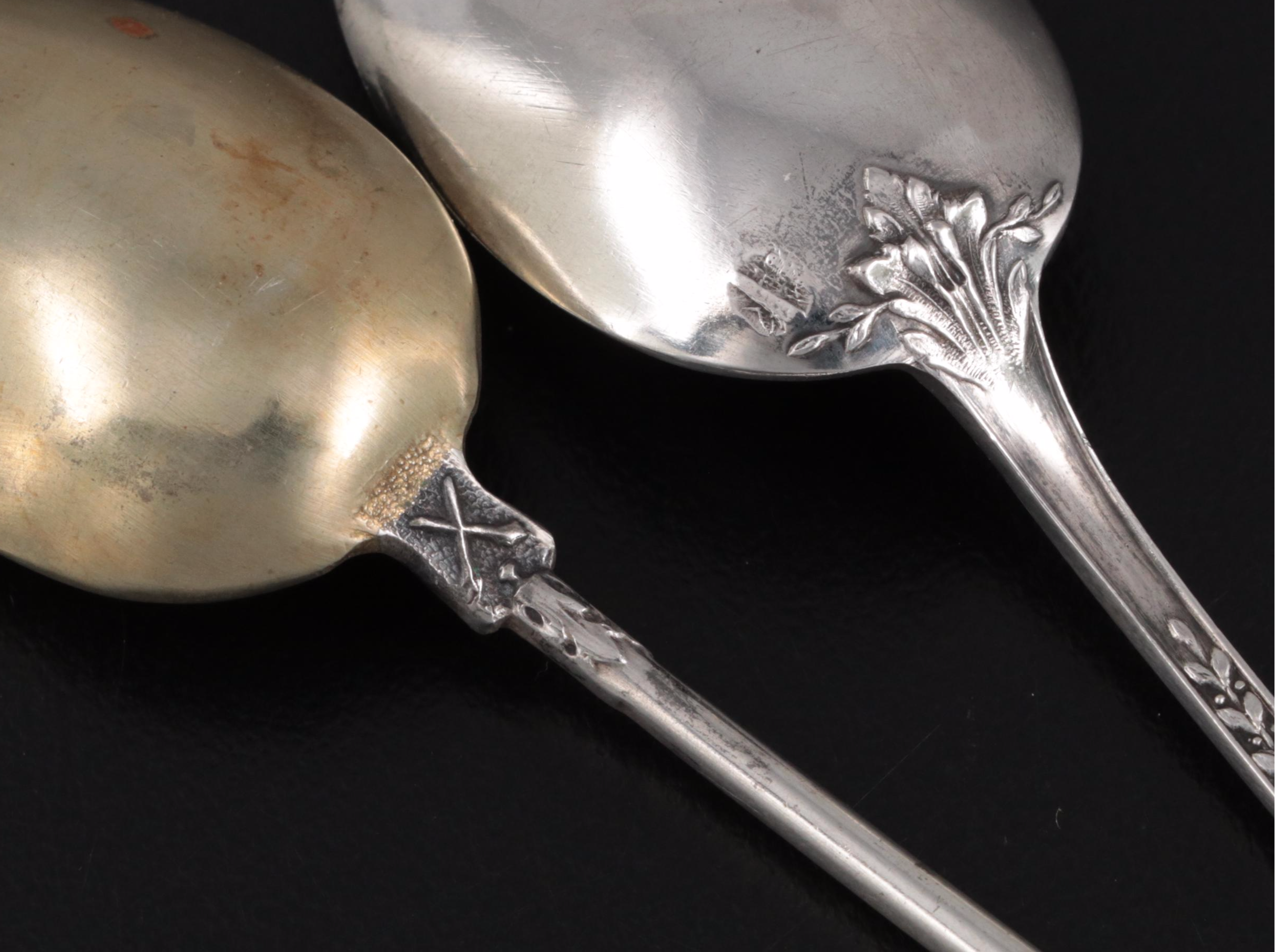 Simons Brothers Sterling Silver Nut Dish with Other Silver Souvenir Spoons