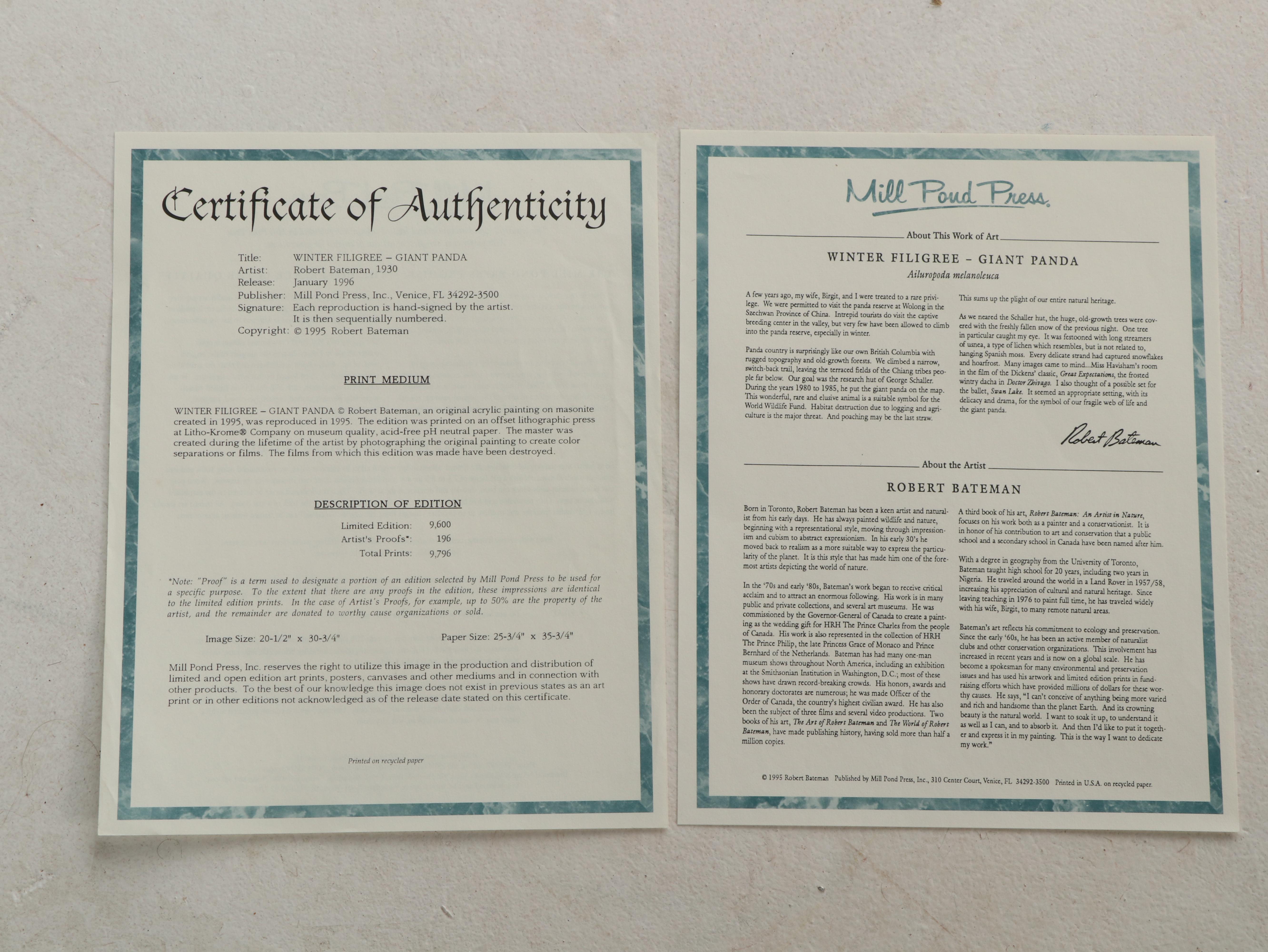 Robert Bateman Wildlife-Themed Offset Lithographs and More