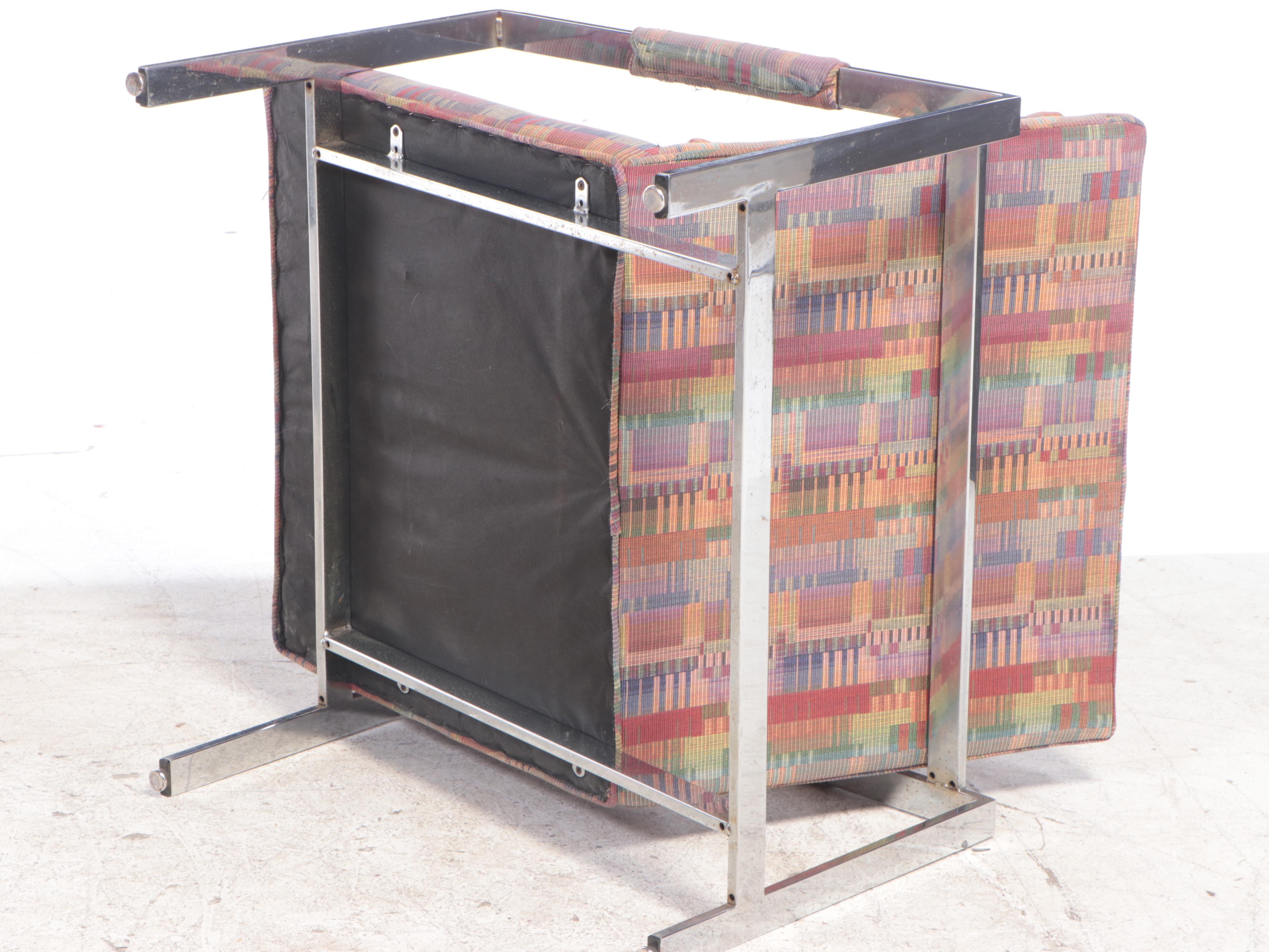 Milo Baughman for Thayer Coggin Chrome Flatbar Lounge Chairs with Ottoman