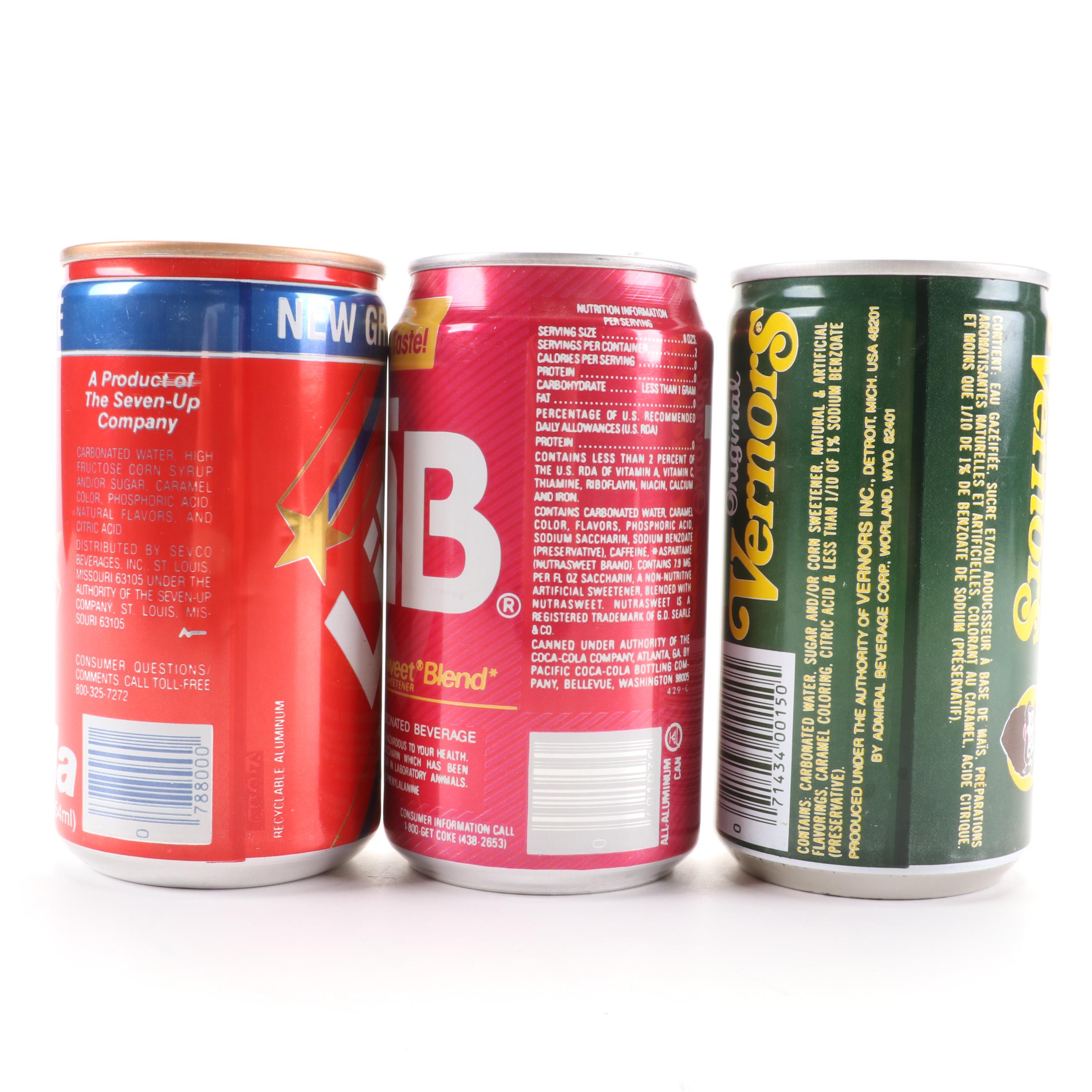 RC Cola, Pepsi, Tab, Dr. Pepper, Slice, Sunkist, and Other Soda Cans