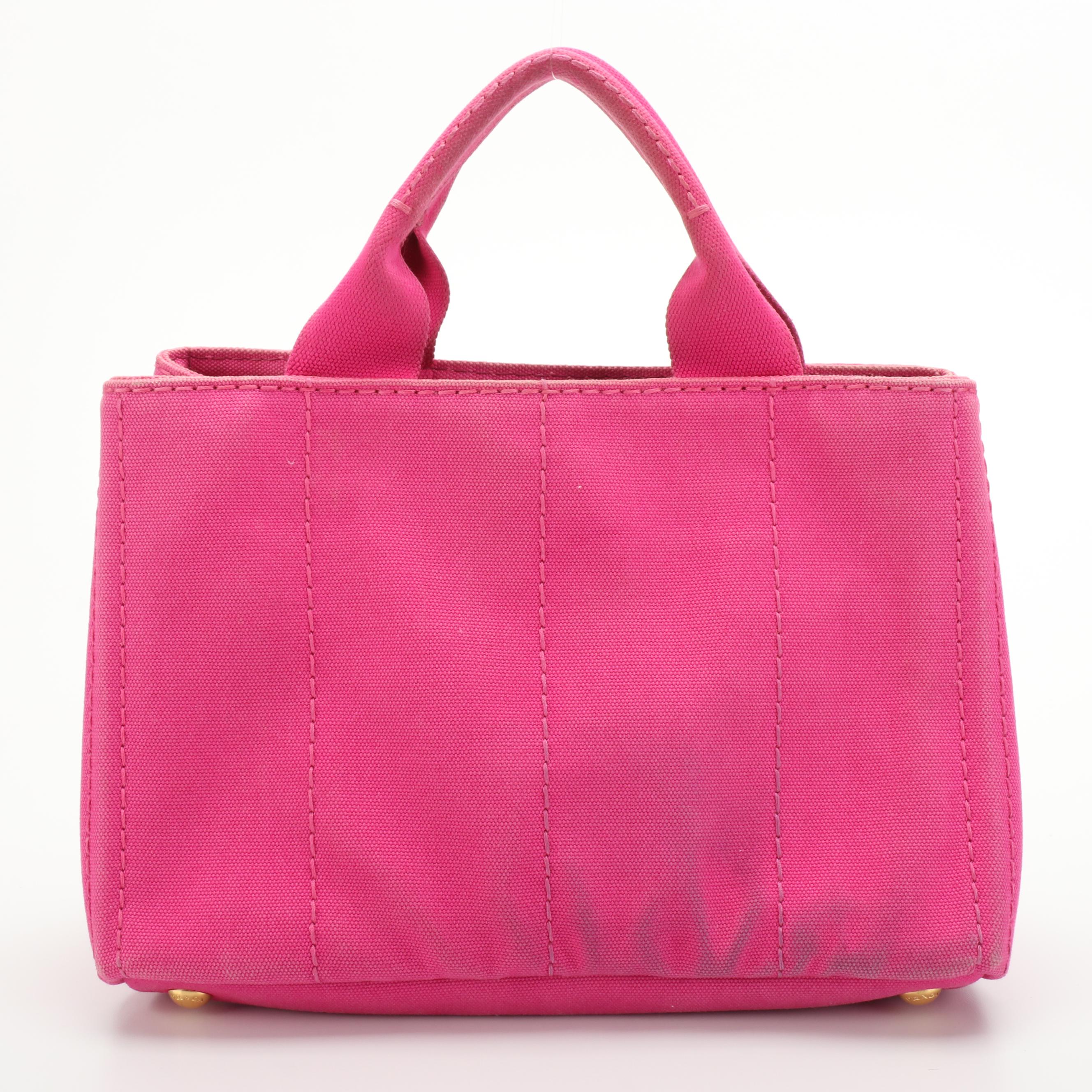 Prada Pink Canapa Canvas Tote Bag