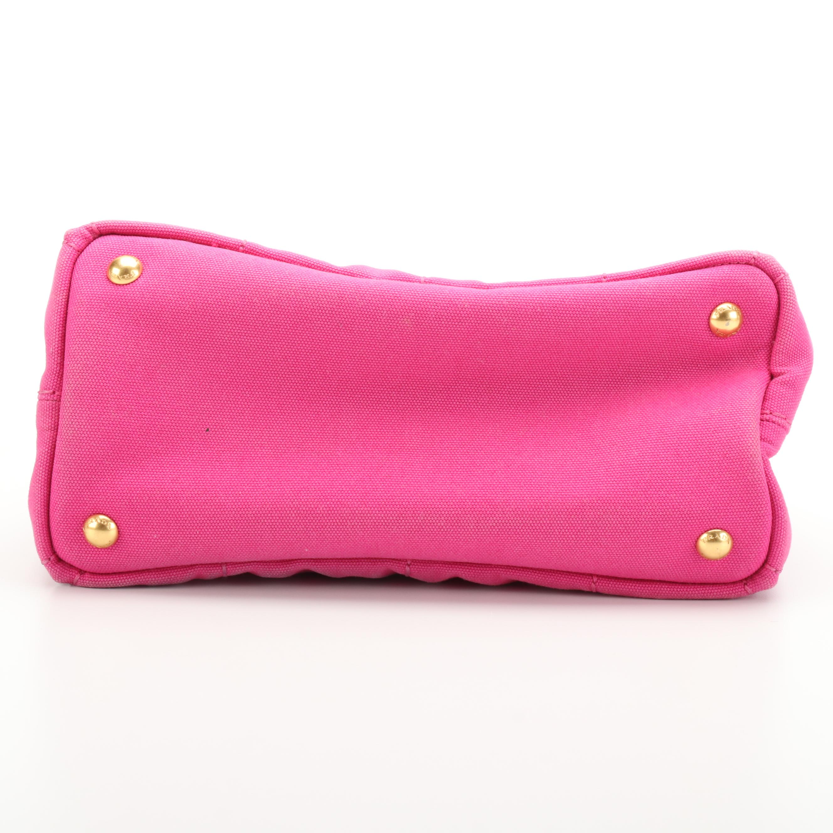 Prada Pink Canapa Canvas Tote Bag