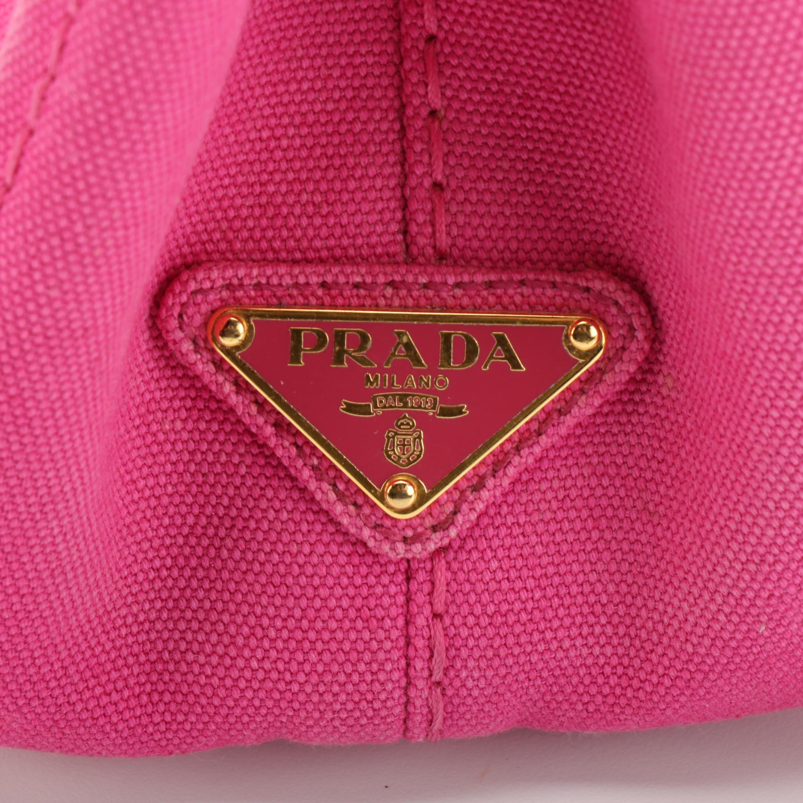Prada Pink Canapa Canvas Tote Bag