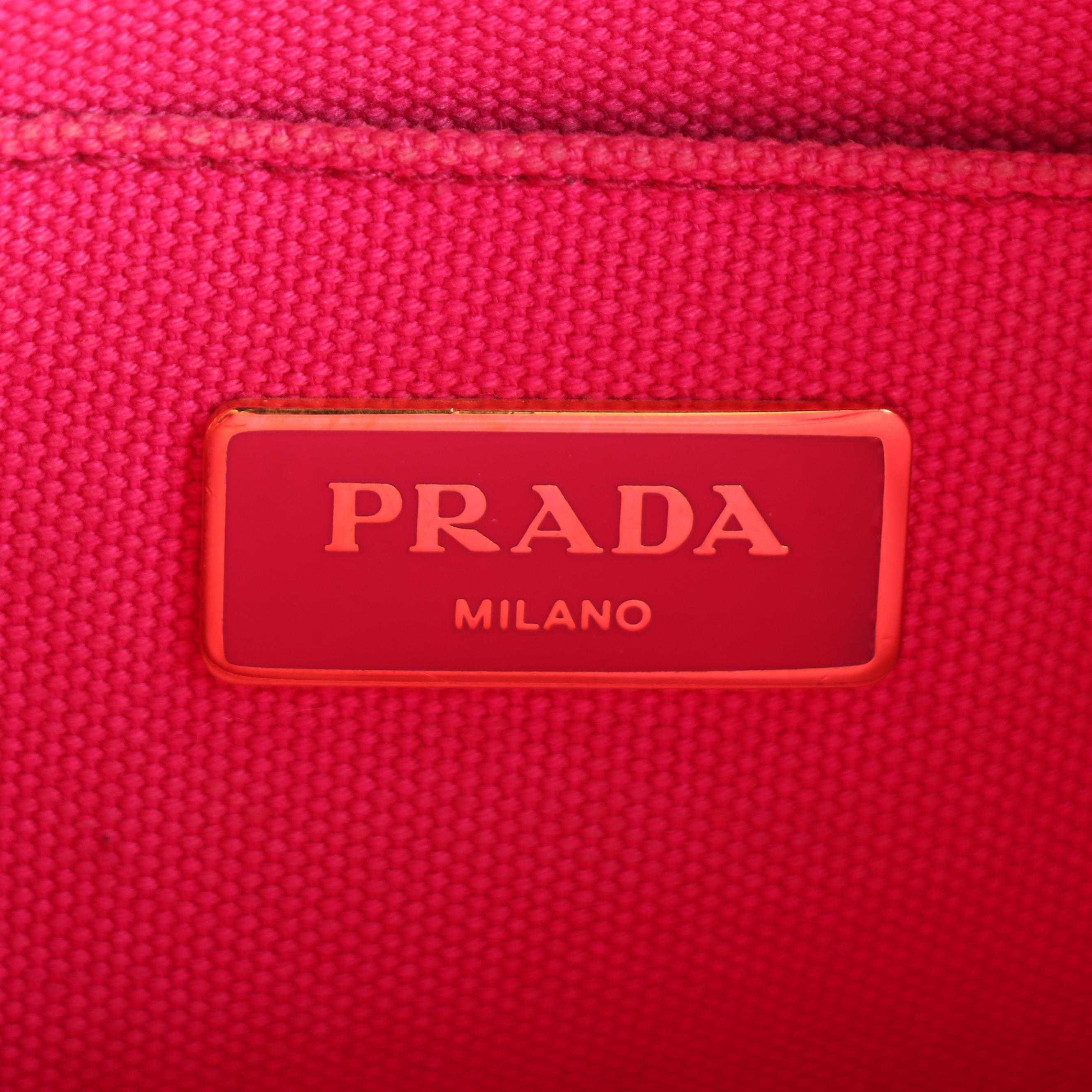 Prada Pink Canapa Canvas Tote Bag