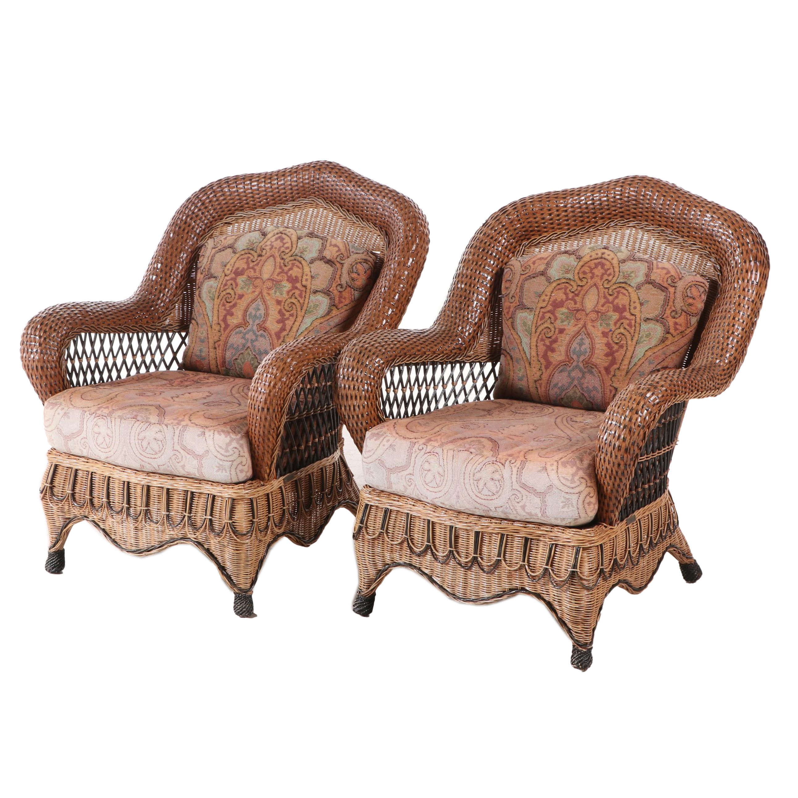 Pair of Victorian Style Wicker Lounge Chairs