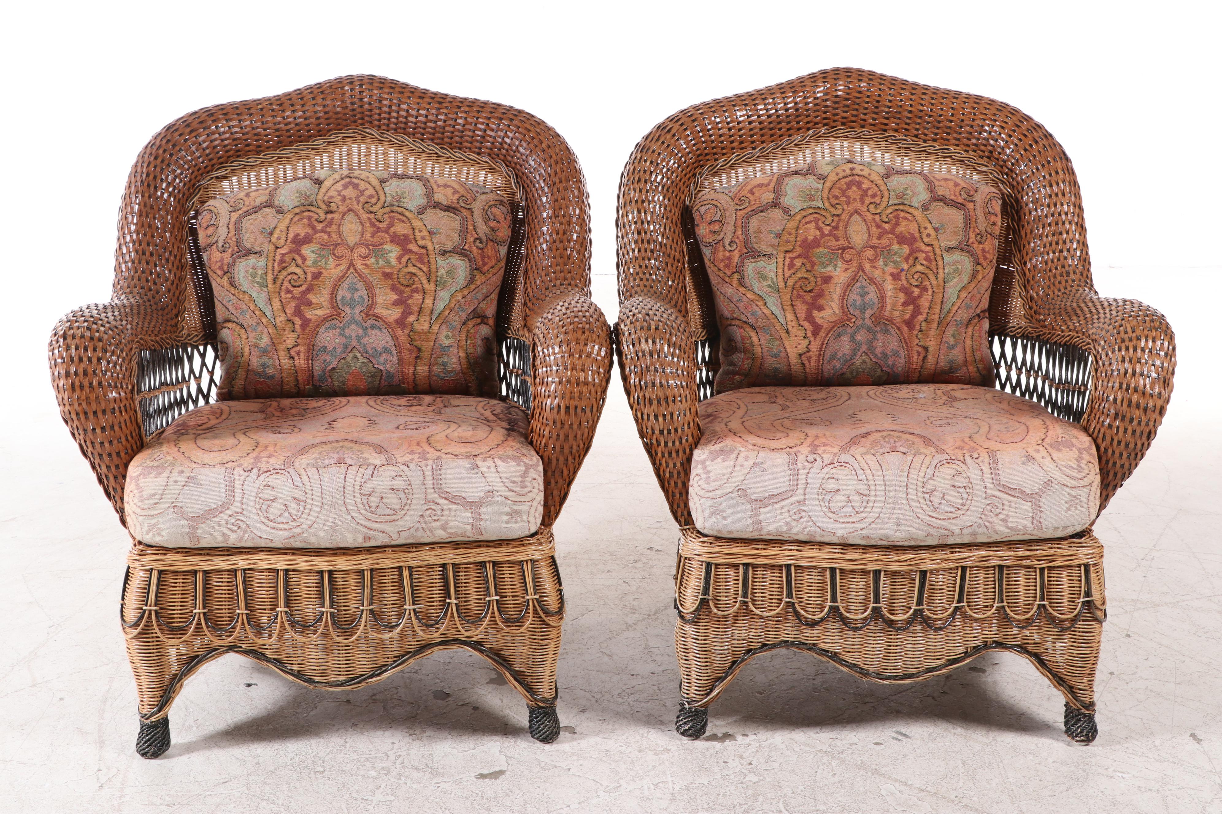 Pair of Victorian Style Wicker Lounge Chairs