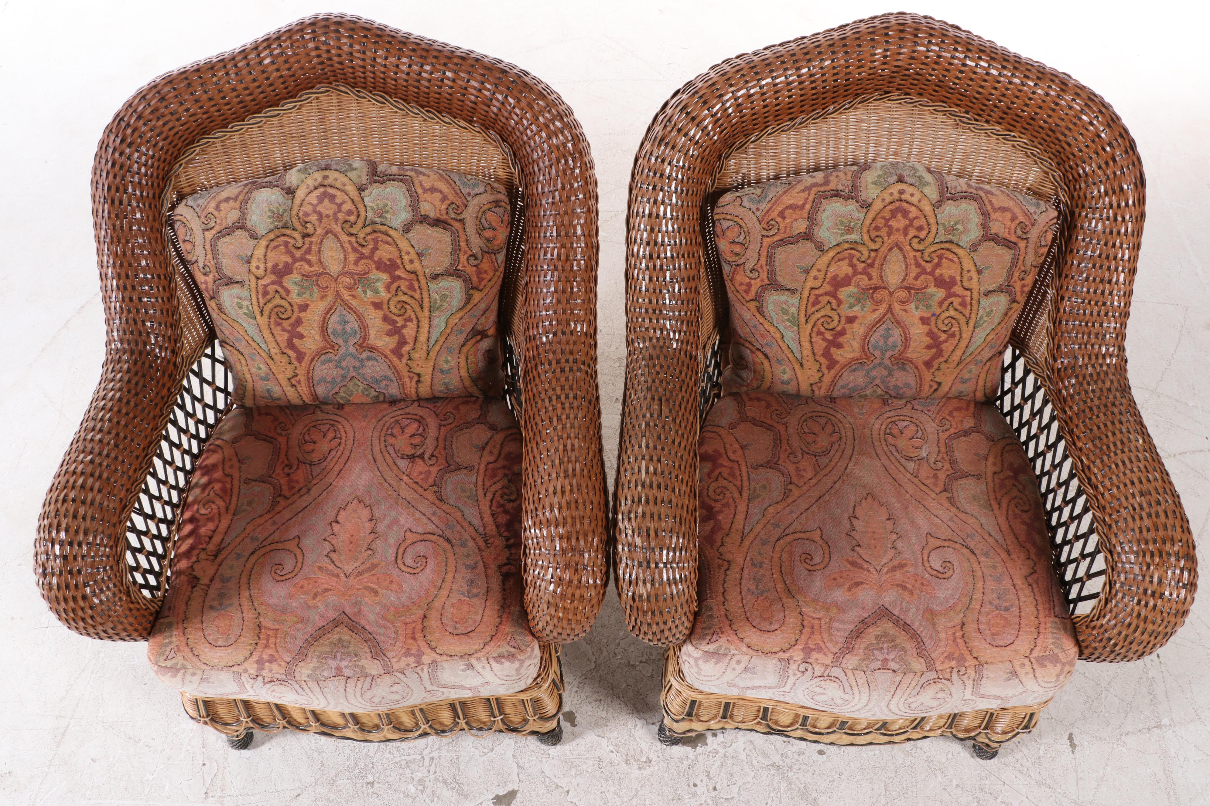 Pair of Victorian Style Wicker Lounge Chairs