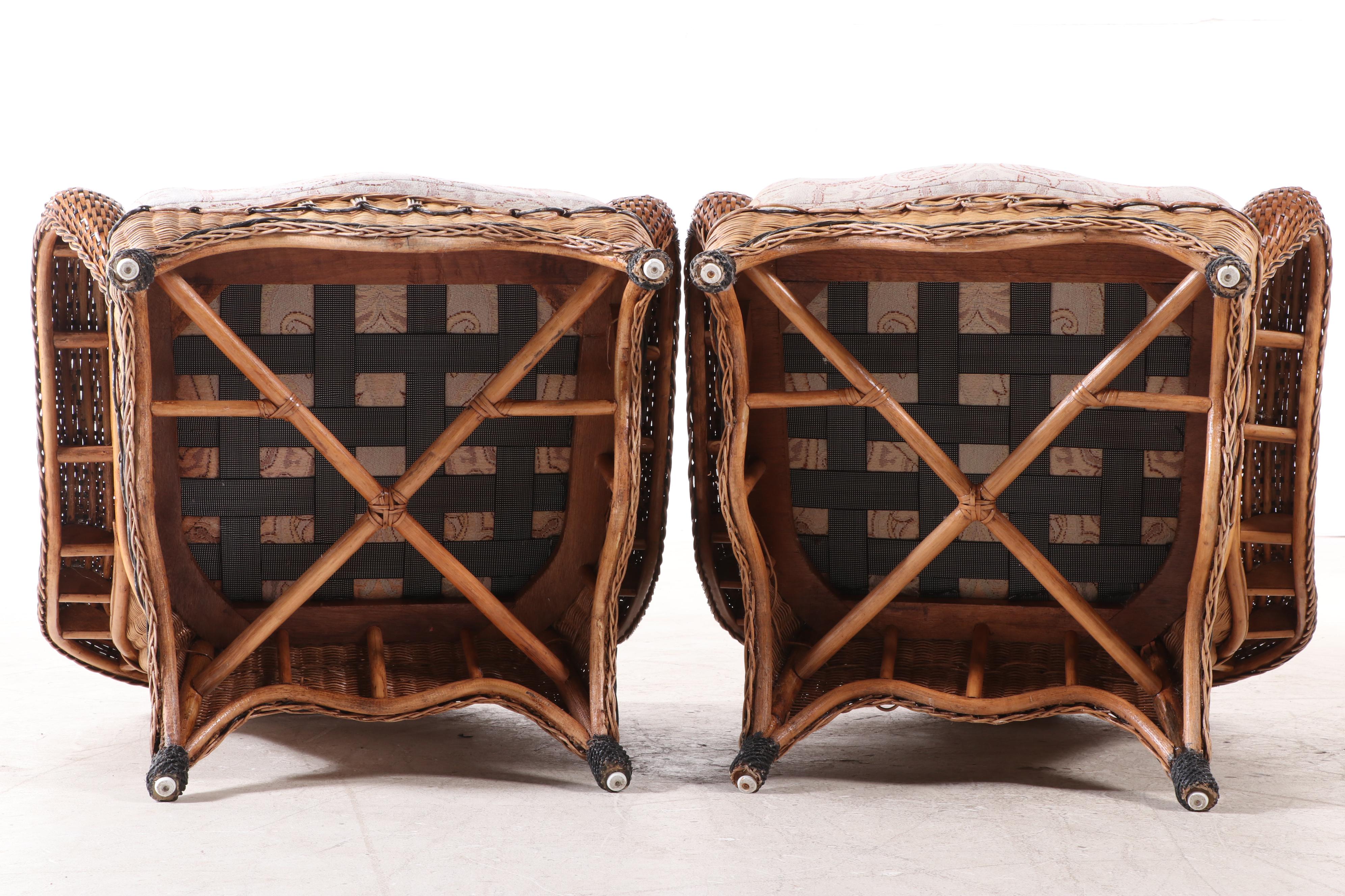 Pair of Victorian Style Wicker Lounge Chairs