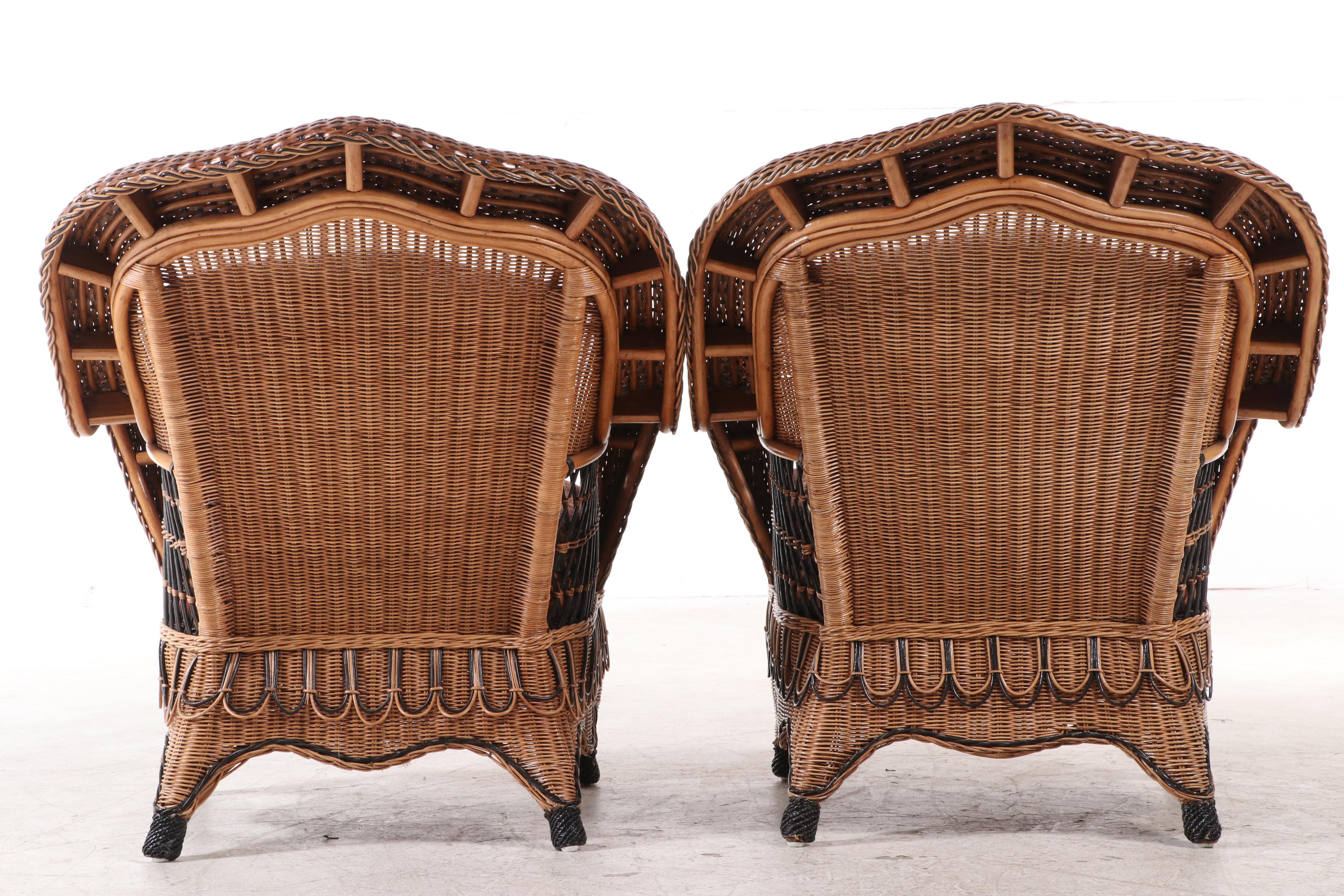 Pair of Victorian Style Wicker Lounge Chairs