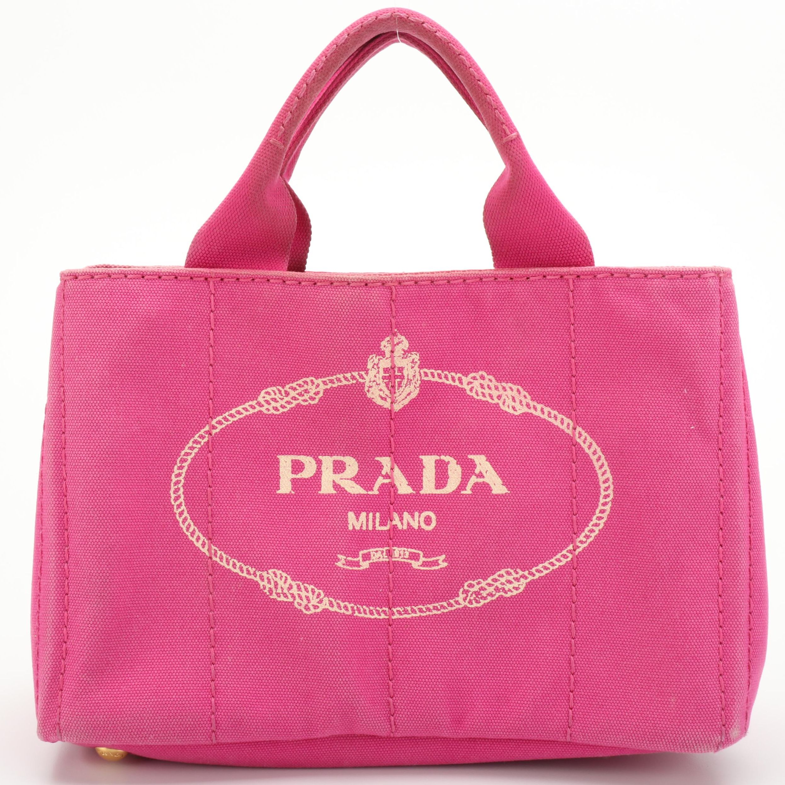 Prada Pink Canapa Canvas Tote Bag