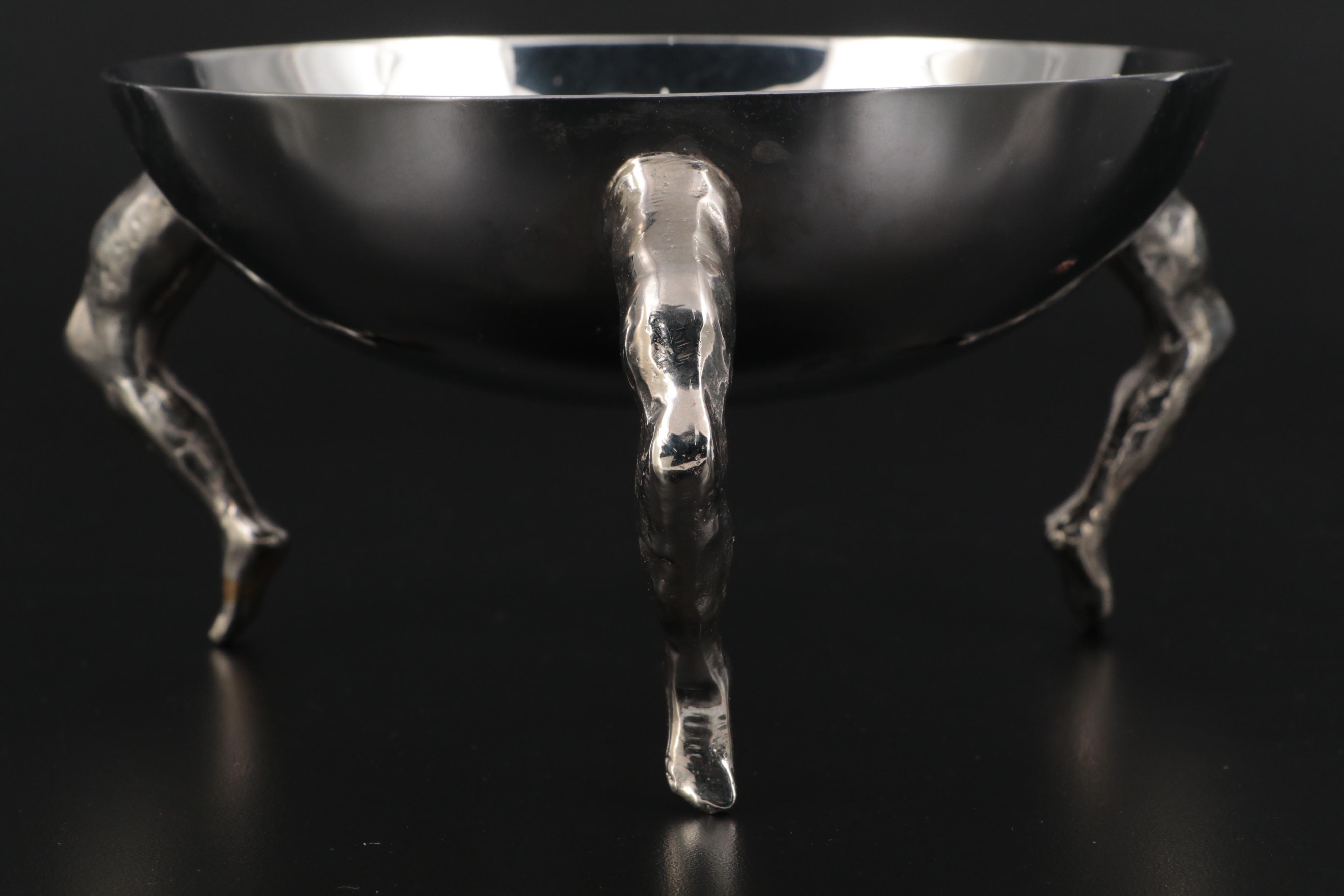 Michael Aram Silver Plate Tripod Serving Bowl with Legs