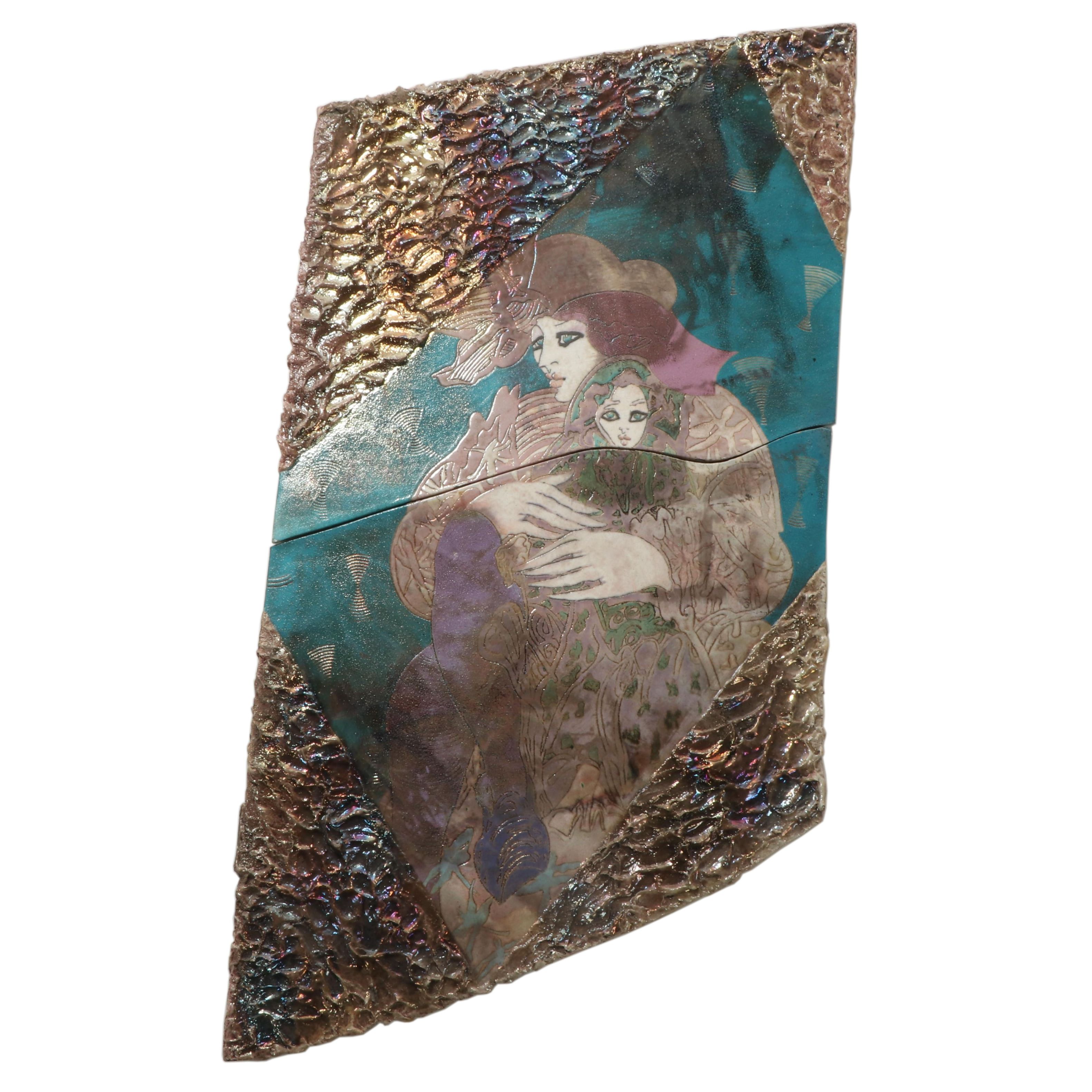 Susan and Steven Kemenyffy Raku Fired Diptych Ceramic Sculpture