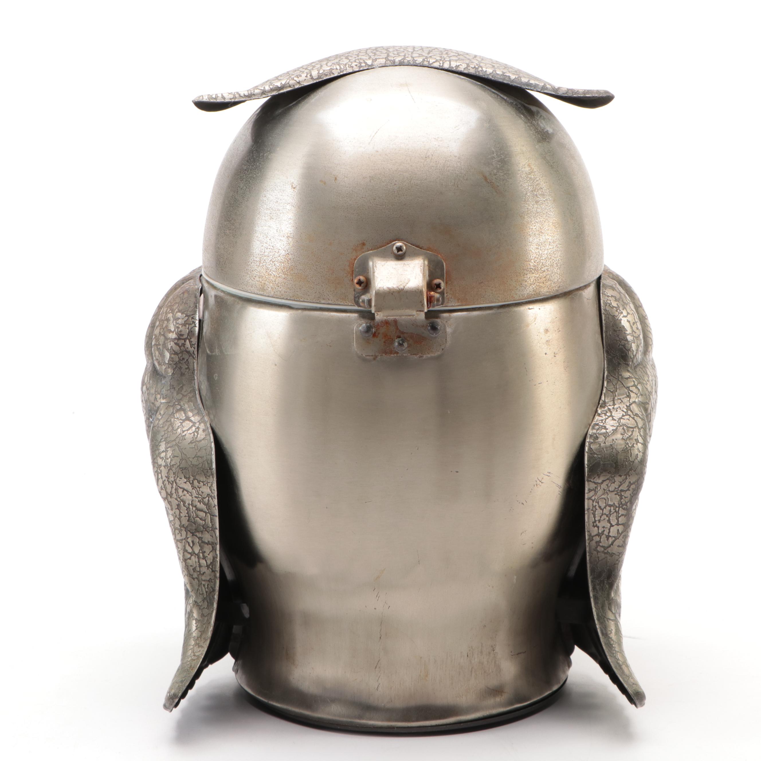 Pewtertone Olde Tankardware Owl Ice Bucket, Mid-20th Century